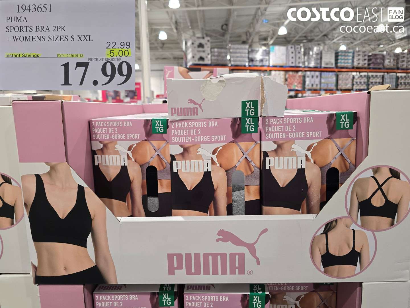 1943651 PUMA SPORTS BRA 2PK +WOMENS SIZES S-XXL ($5.00 INSTANT SAVINGS EXPIRES ON 2026-01-18) $17.99