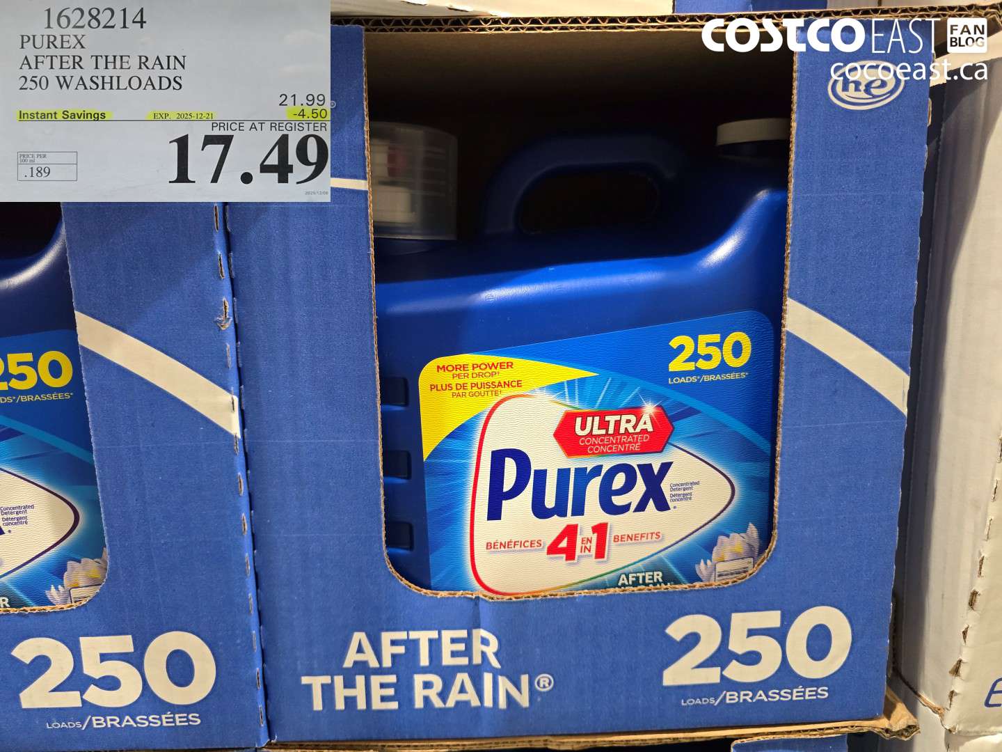 1628214 PUREX AFTER THE RAIN 250 washloads ($4.50 INSTANT SAVINGS EXPIRES ON 2025-12-21) $17.49