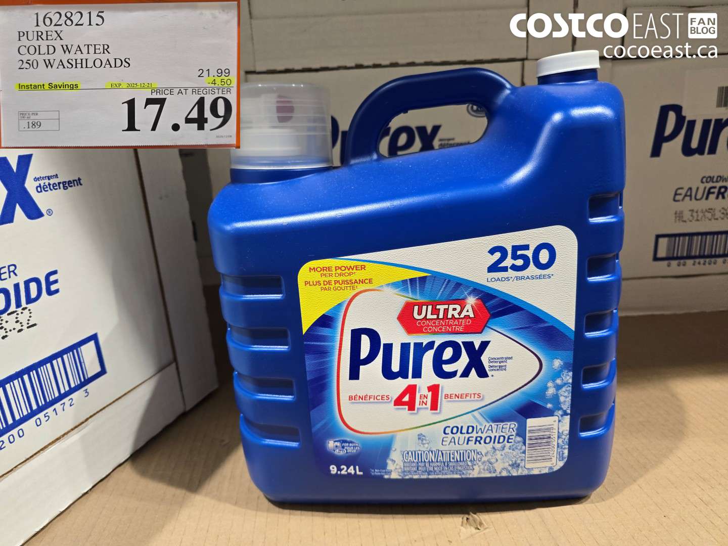 1628215 PUREX COLD WATER 250 washloads ($4.50 INSTANT SAVINGS EXPIRES ON 2025-12-21) $17.49