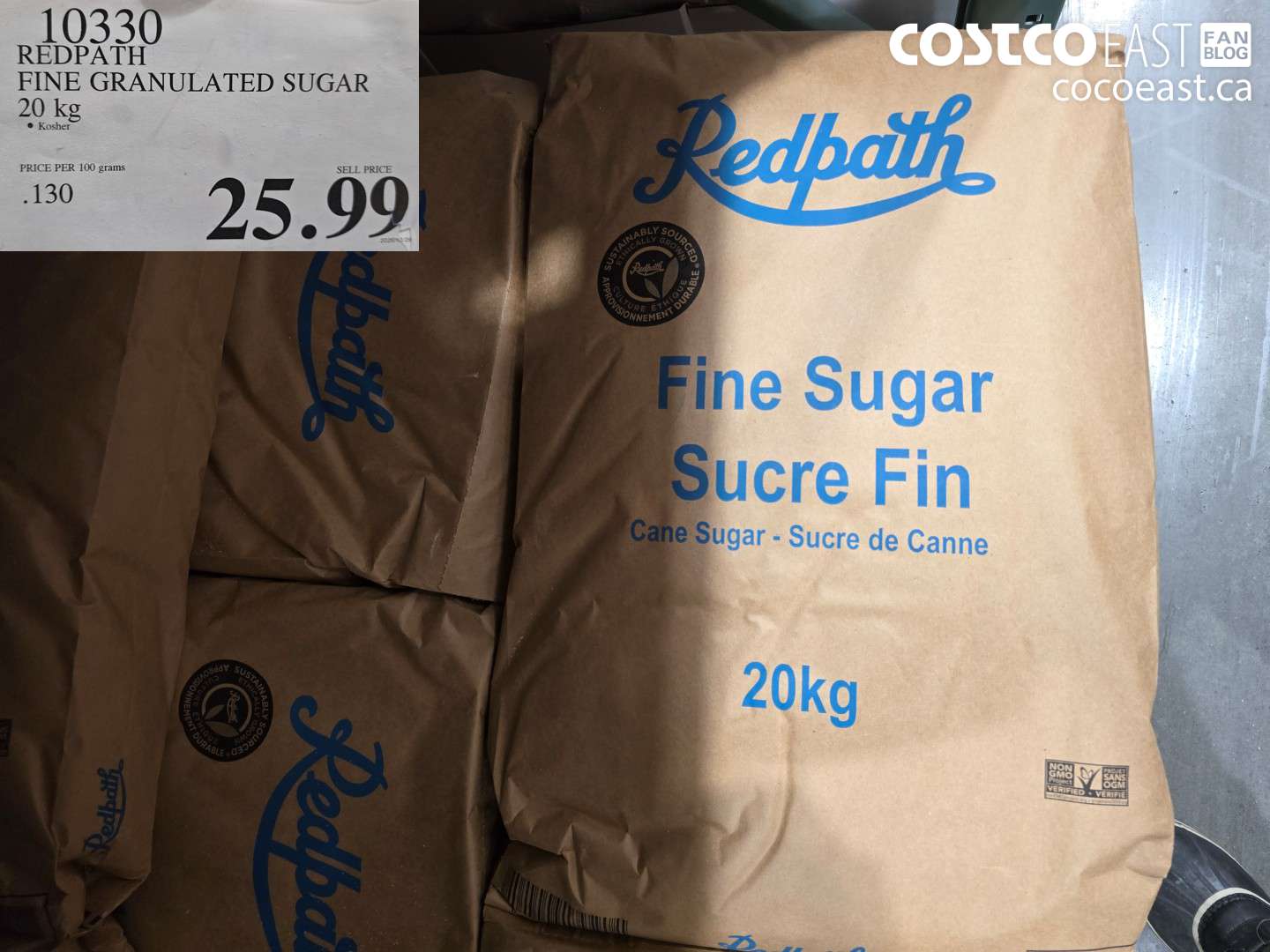 10330 REDPATH FINE GRANULATED SUGAR 20 KG $25.99