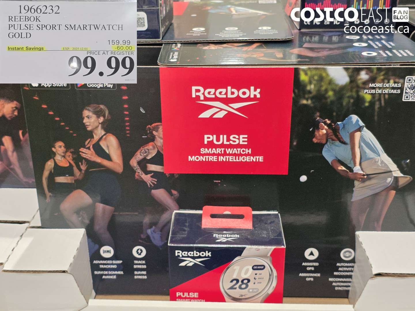 1966232 REEBOK PULSE SPORT SMARTWATCH GOLD ($60.00 INSTANT SAVINGS EXPIRES ON 2025-12-01) $99.99