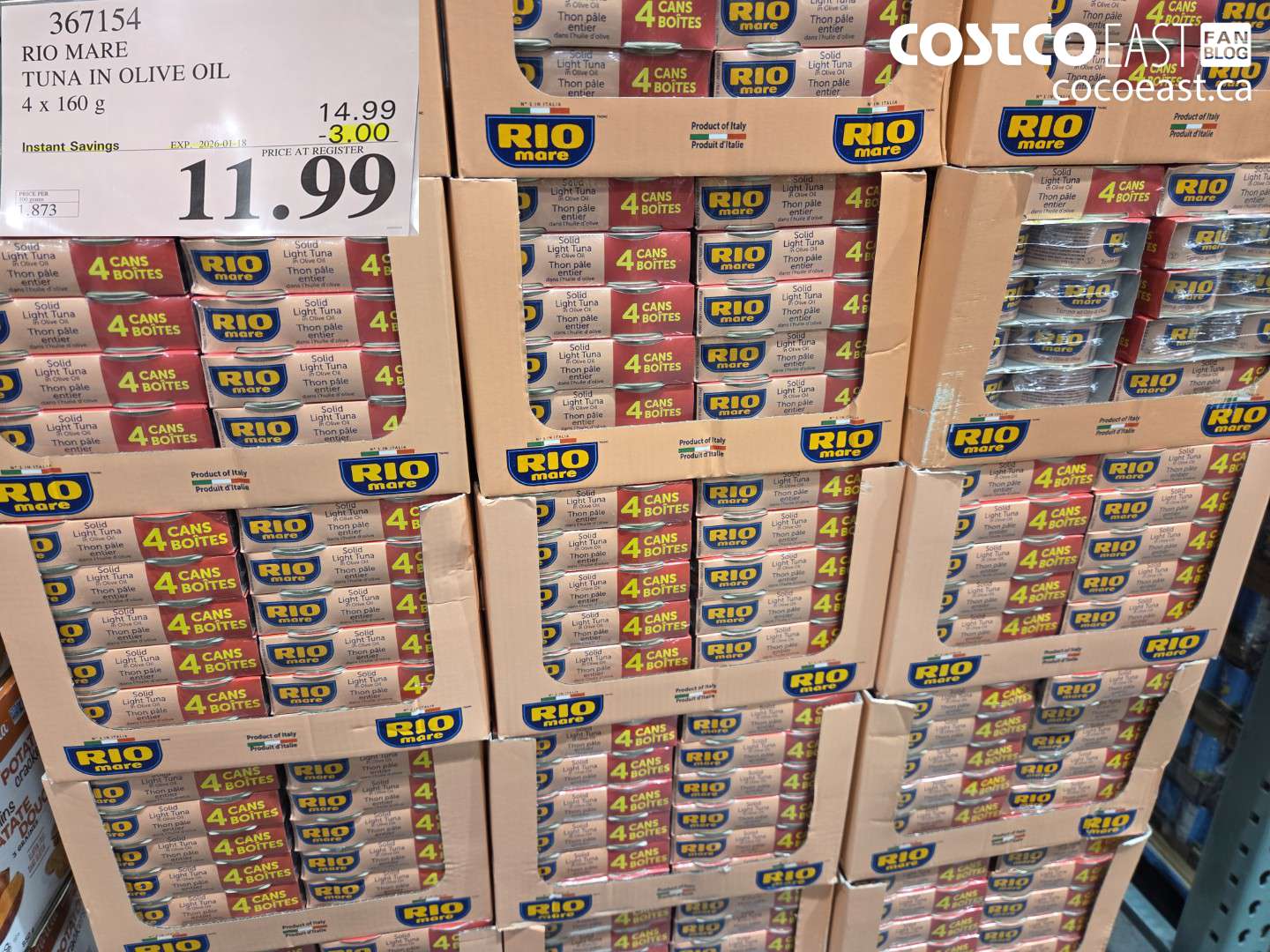 367154 RIO MARE TUNA IN OLIVE OIL 4 x 160 g ($3.00 INSTANT SAVINGS EXPIRES ON 2026-01-18) $11.99