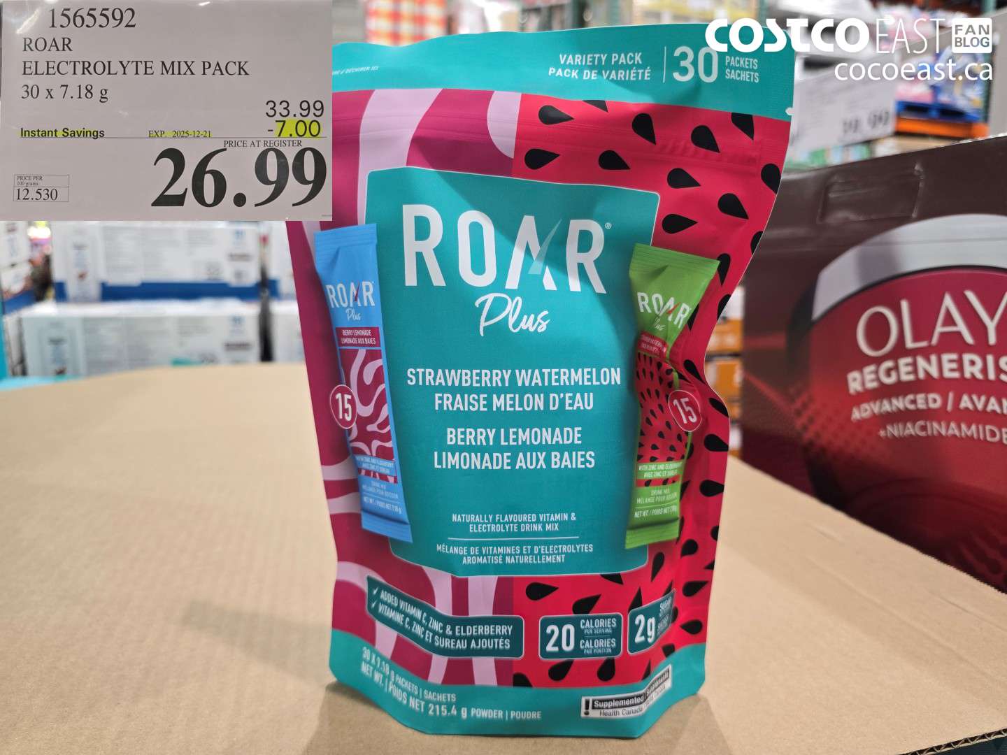 1565592 ROAR ELECTROLYTE MIX PACK 30 X 7.18 G ($7.00 INSTANT SAVINGS EXPIRES ON 2025-12-21) $26.99