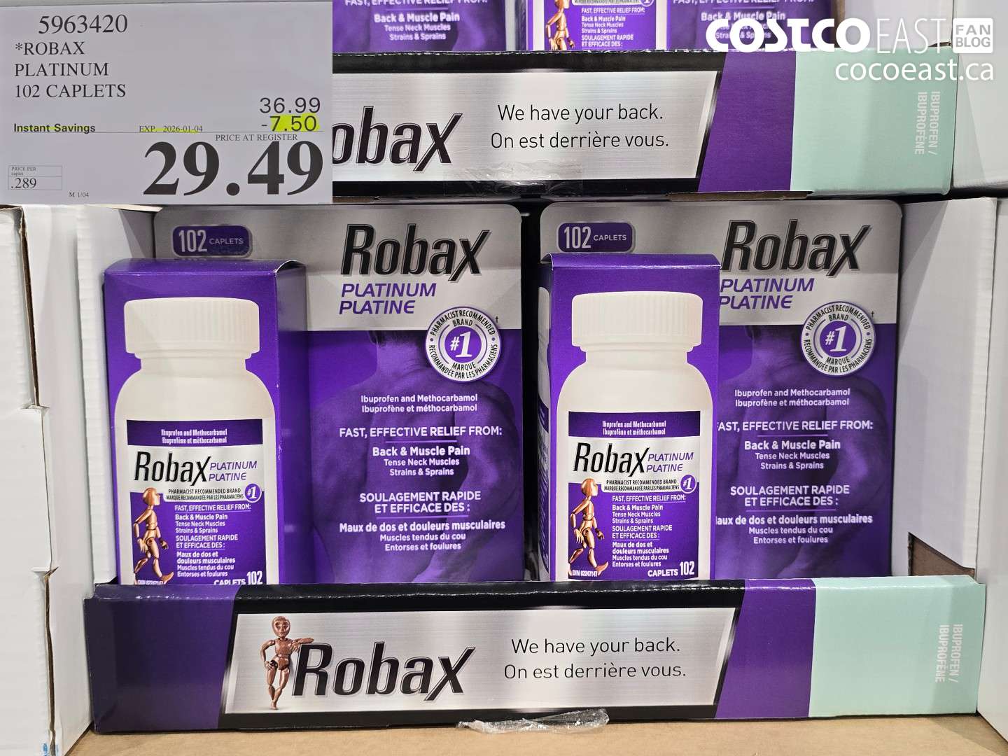 5963420 ROBAX PLATINUM 102 CAPLETS ($7.50 INSTANT SAVINGS EXPIRES ON 2026-01-04) $29.49