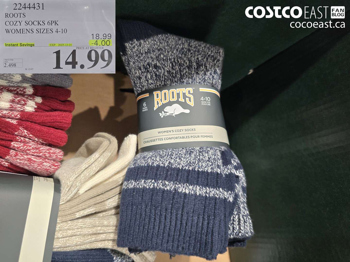 2244431 ROOTS COZY SOCKS 6PK LADIES SIZES 4-10 ($4.00 INSTANT SAVINGS EXPIRES ON 2025-12-21) $14.99