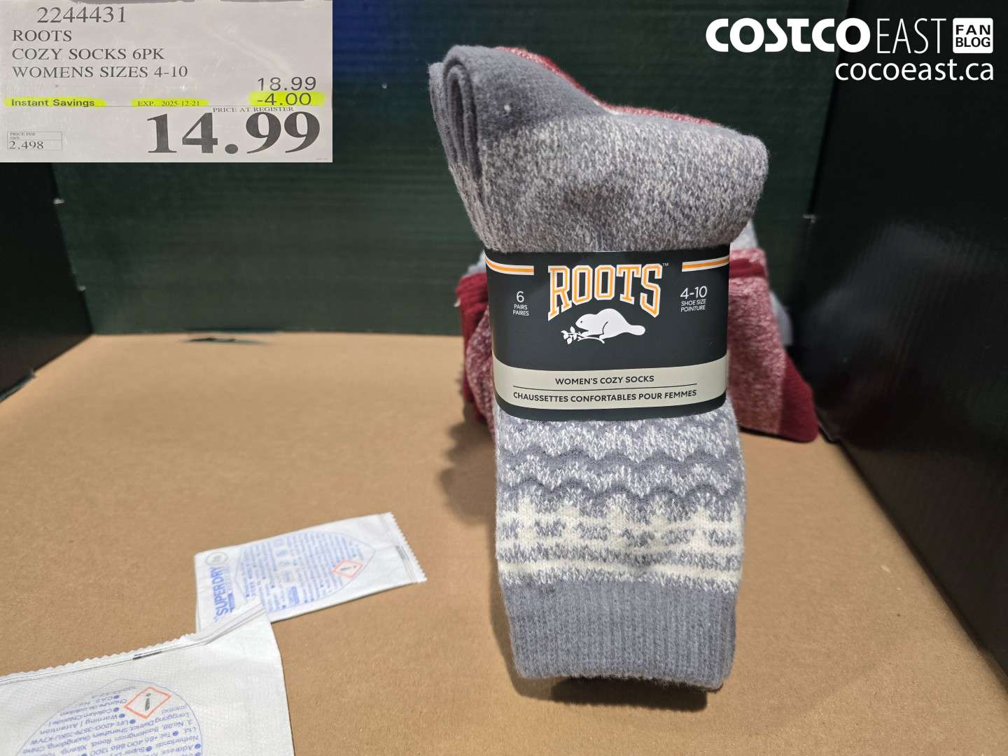 2244431 ROOTS COZY SOCKS 6PK LADIES SIZES 4-10 ($4.00 INSTANT SAVINGS EXPIRES ON 2025-12-21) $14.99