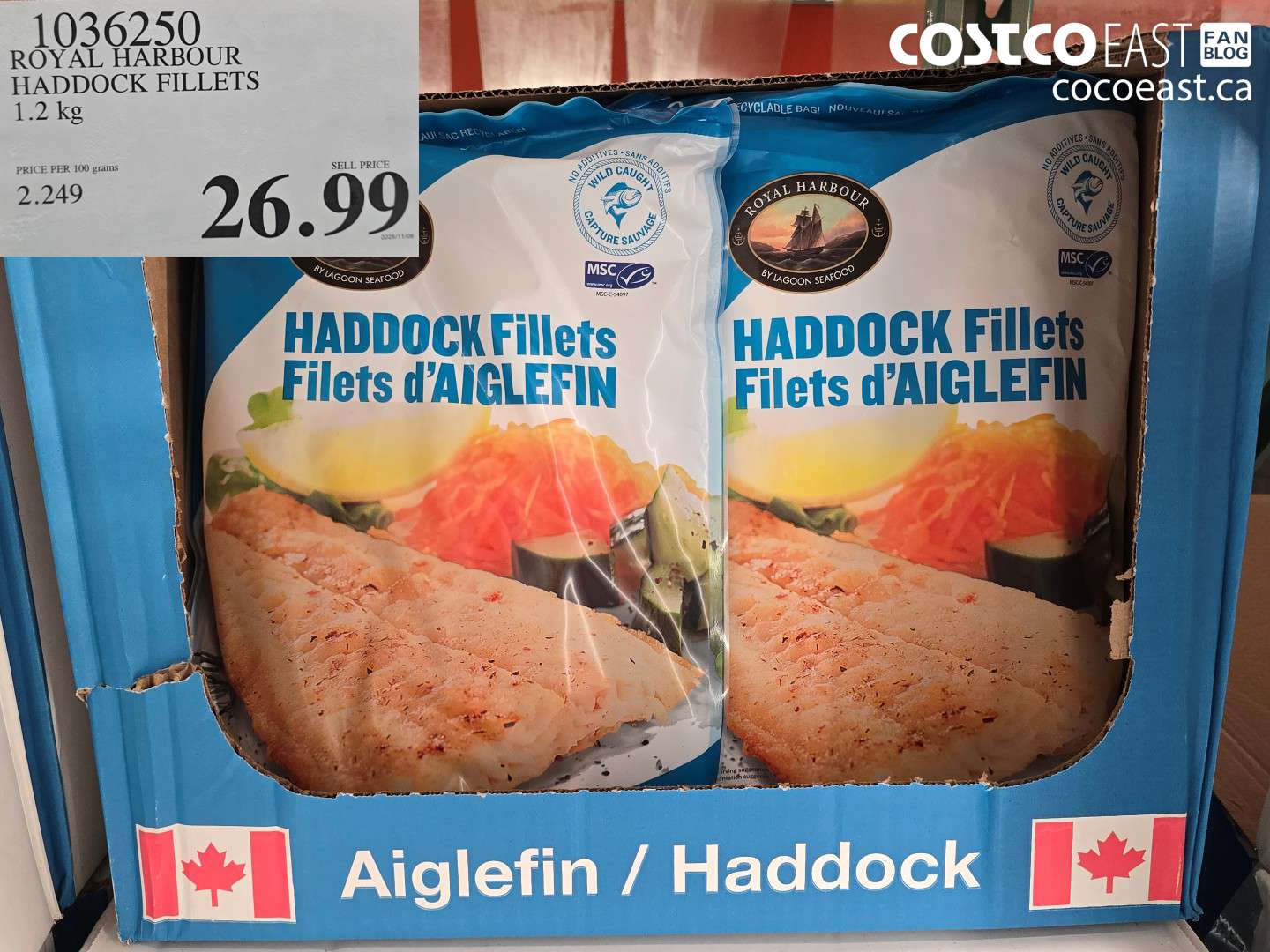 1036250 ROYAL HARBOUR HADDOCK FILLETS 1.2 KG $26.99