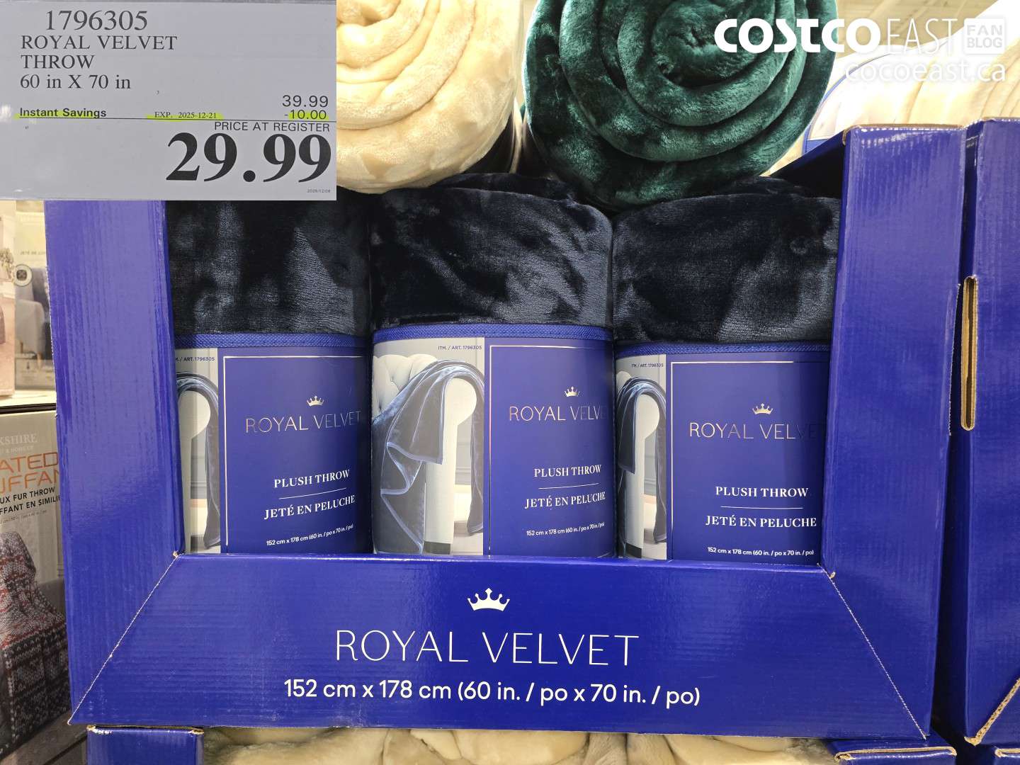 1796305 ROYAL VELVET THROW 60 IN X 70 IN ($10.00 INSTANT SAVINGS EXPIRES ON 2025-12-21) $29.99