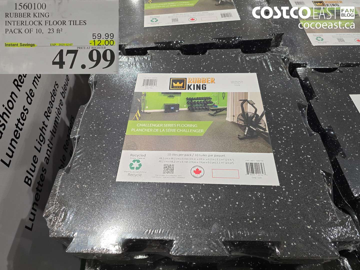 1560100 RUBBER KING INTERLOCK FLOOR TILES PACK OF 10, 23 ft2 ($12.00 INSTANT SAVINGS EXPIRES ON 2025-12-07) $47.99