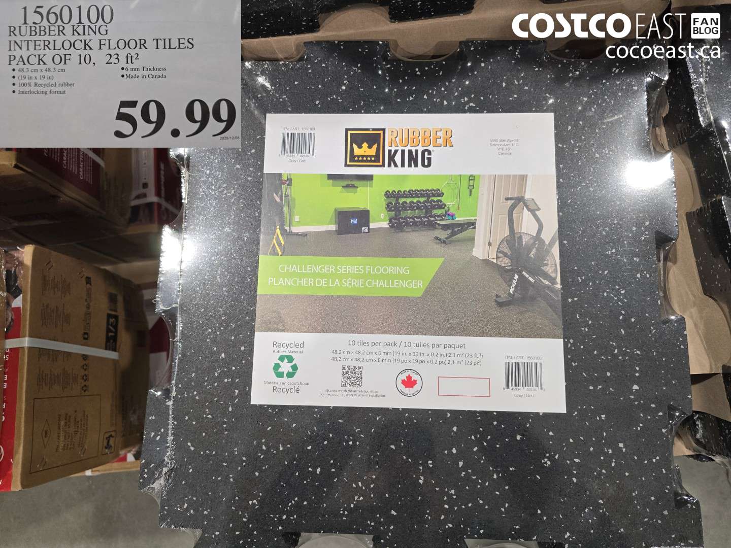 1560100 RUBBER KING INTERLOCK FLOOR TILES PACK OF 10, 23 ft2 $59.99