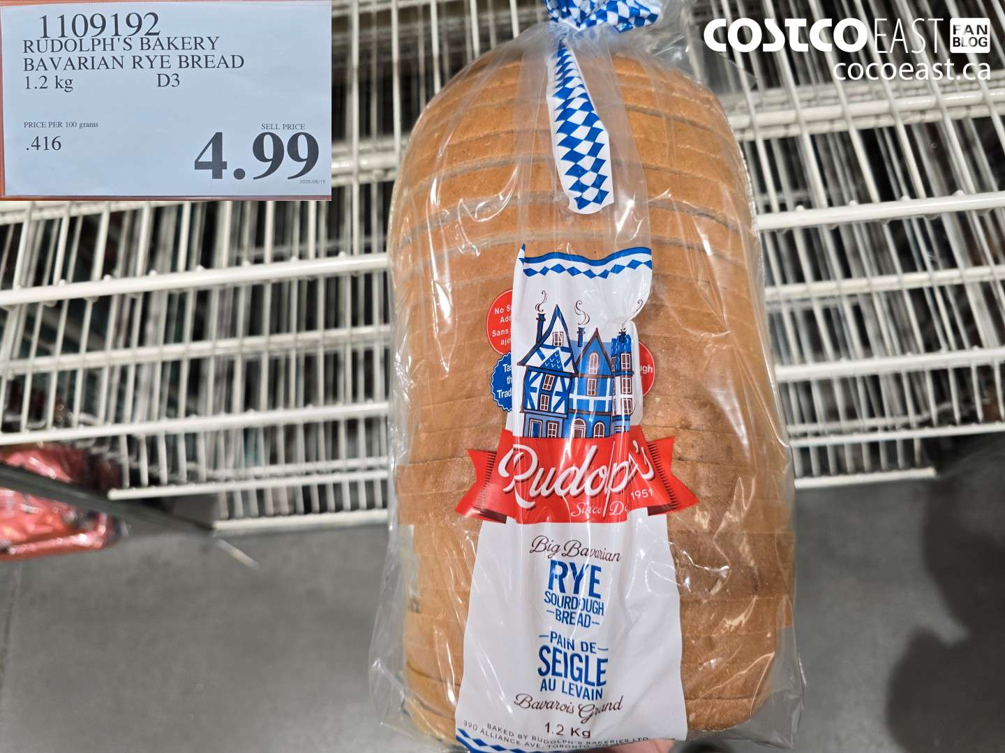 1109192 RUDOLPH'S BAKERY BAVARIAN RYE BREAD 1.2 KG $4.99