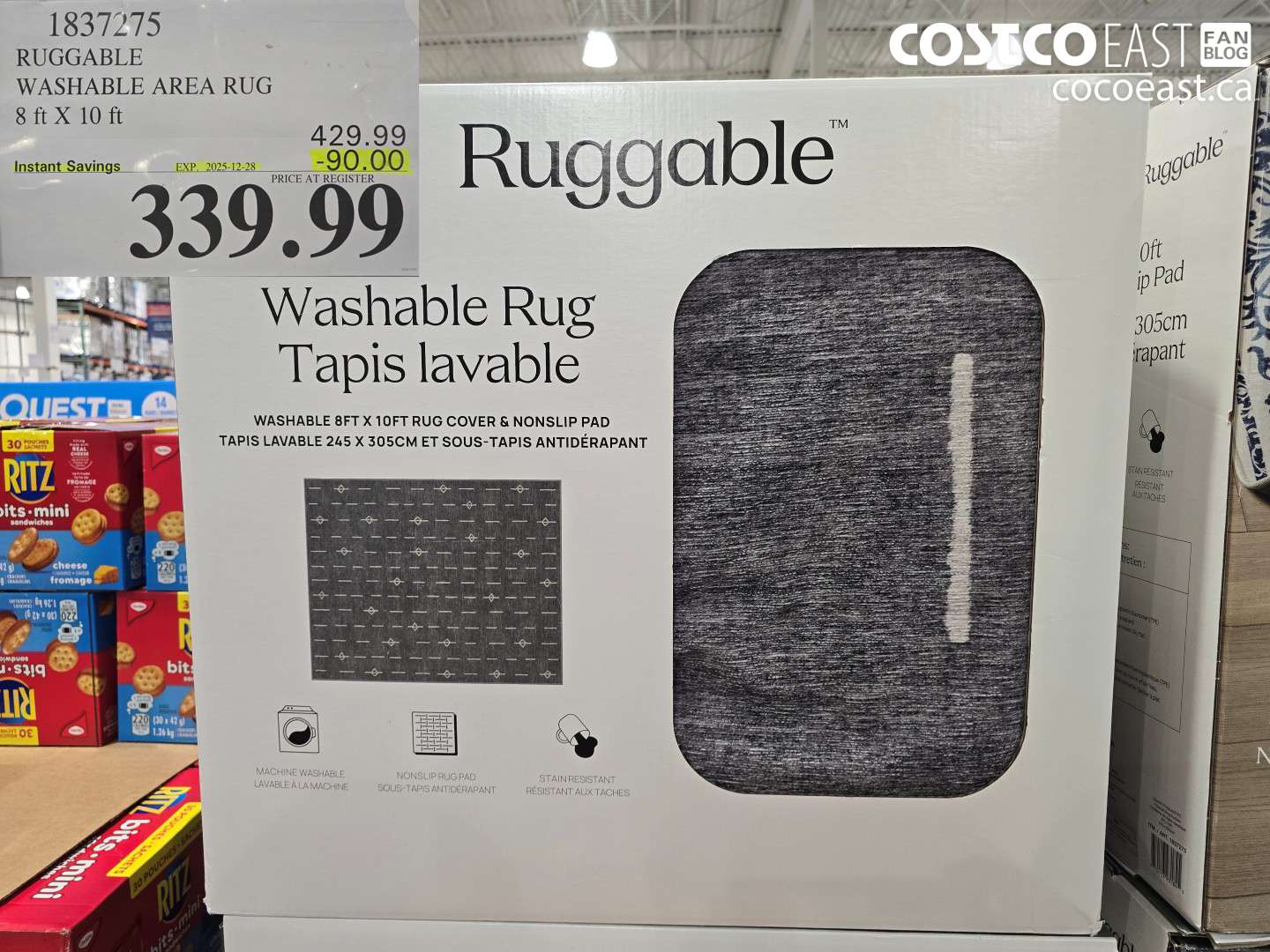 1837275 RUGGABLE WASHABLE AREA RUG 8 FT X 10 FT ($90.00 INSTANT SAVINGS EXPIRES ON 2025-12-28) $339.99