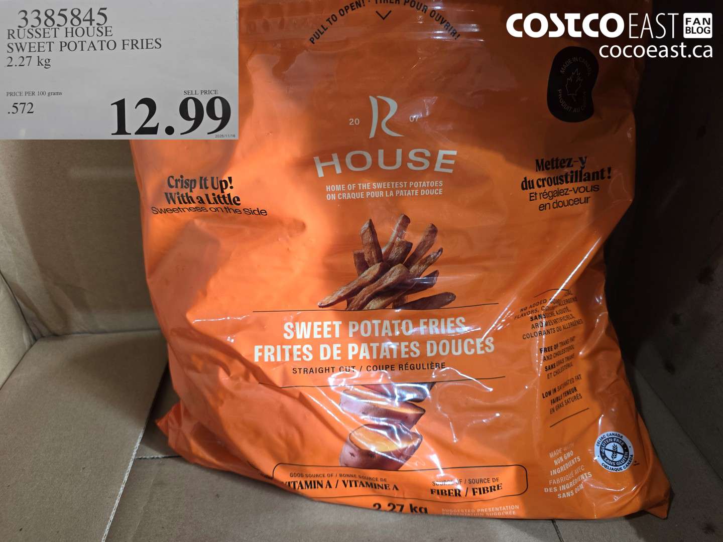 3385845 RUSSET HOUSE SWEET POTATO FRIES 2.27 KG $12.99