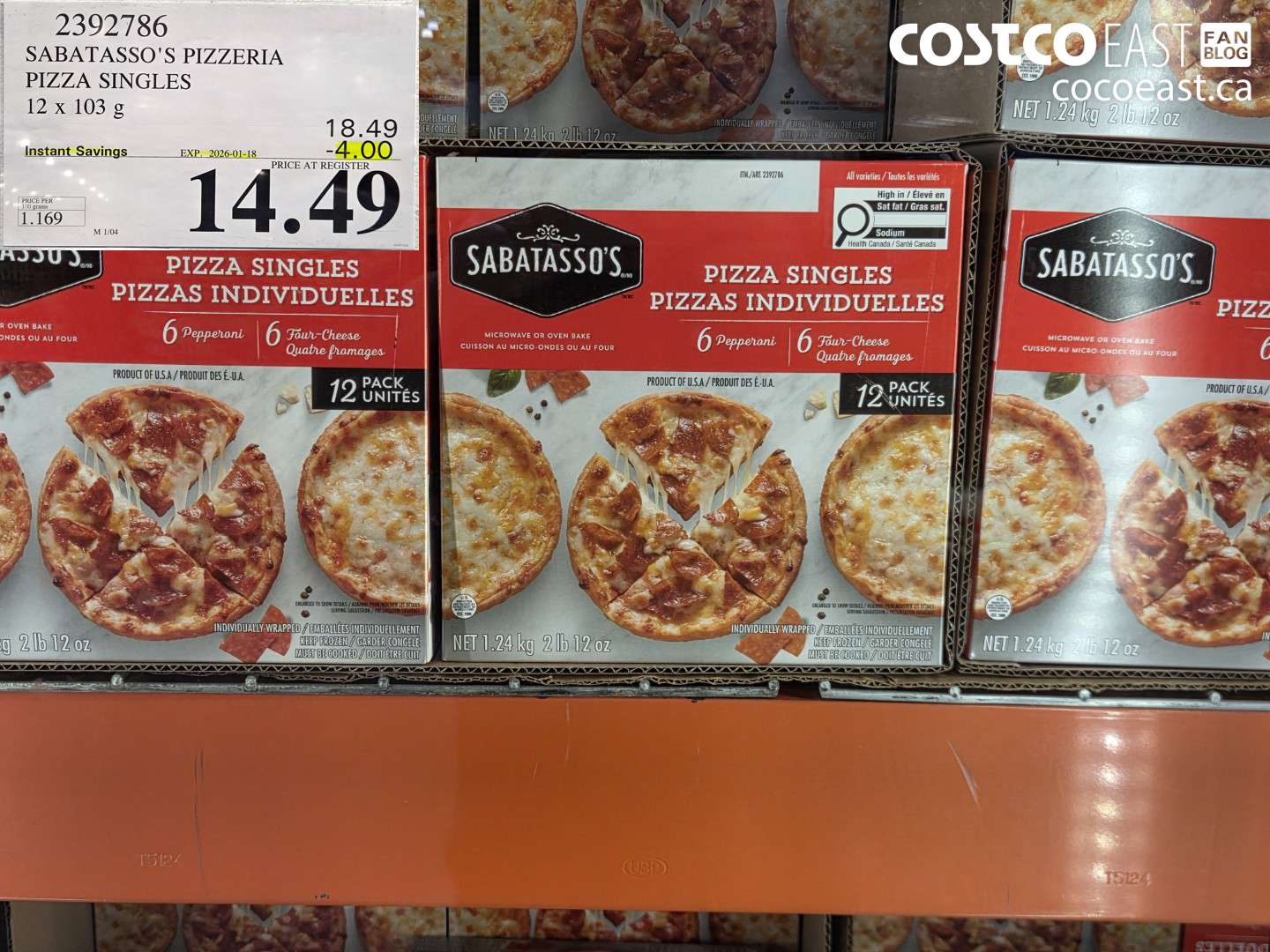 2392786 SABATASSO'S PIZZERIA PIZZA SINGLES 12x103 G ($4.50 INSTANT SAVINGS EXPIRES ON 2026-01-18) $14.49