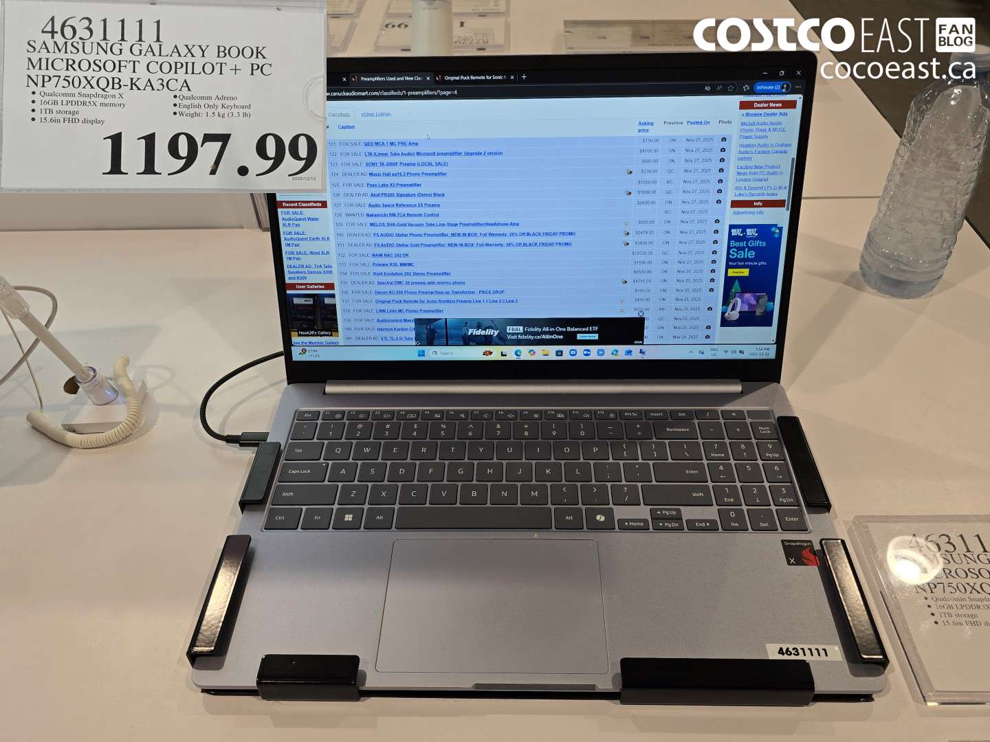 4631111 SAMSUNG GALAXY BOOK MICROSOFT COPILOT+ PC NP750XQB-KA3CA $1197.99