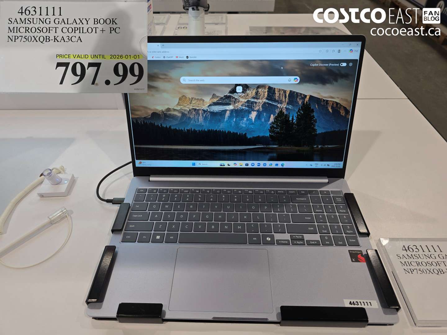 4631111 SAMSUNG GALAXY BOOK MICROSOFT COPILOT+ PC NP750XQB-KA3CA $797.99