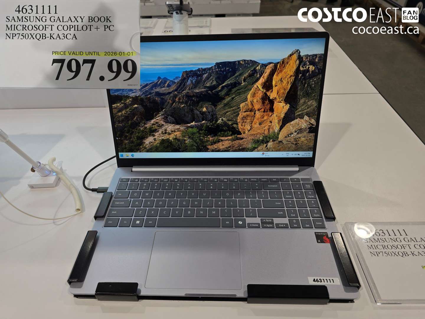 4631111 SAMSUNG GALAXY BOOK MICROSOFT COPILOT+ PC NP750XQB-KA3CA $797.99