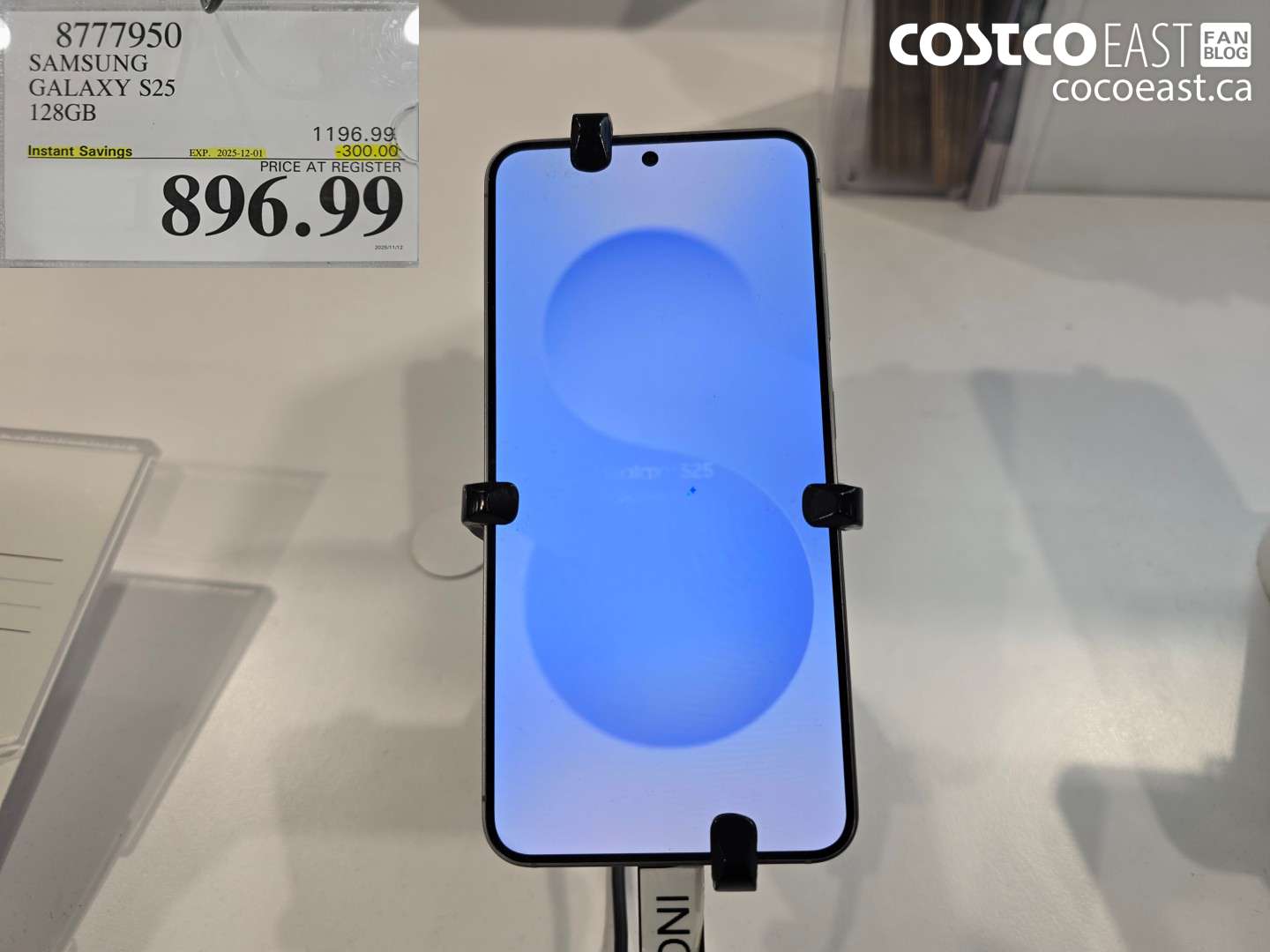 8777950 SAMSUNG GALAXY S25 128GB ($300.00 INSTANT SAVINGS EXPIRES ON 2025-12-01) $896.99
