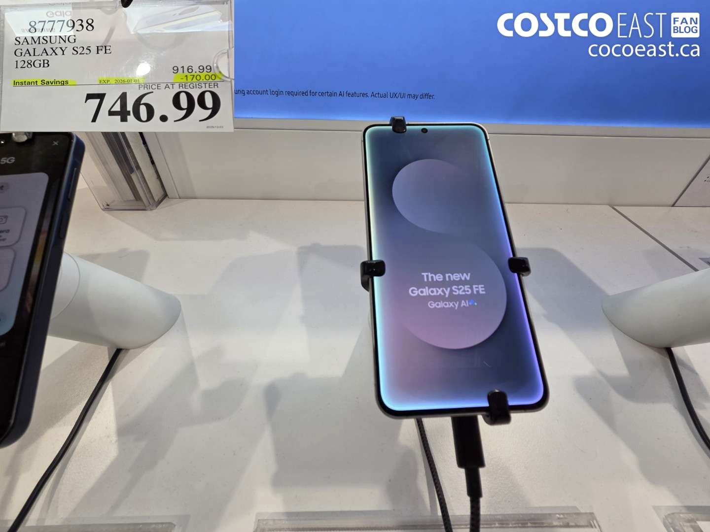 8777938 SAMSUNG GALAXY S25 FE 128GB ($170.00 INSTANT SAVINGS EXPIRES ON 2026-01-01) $746.99