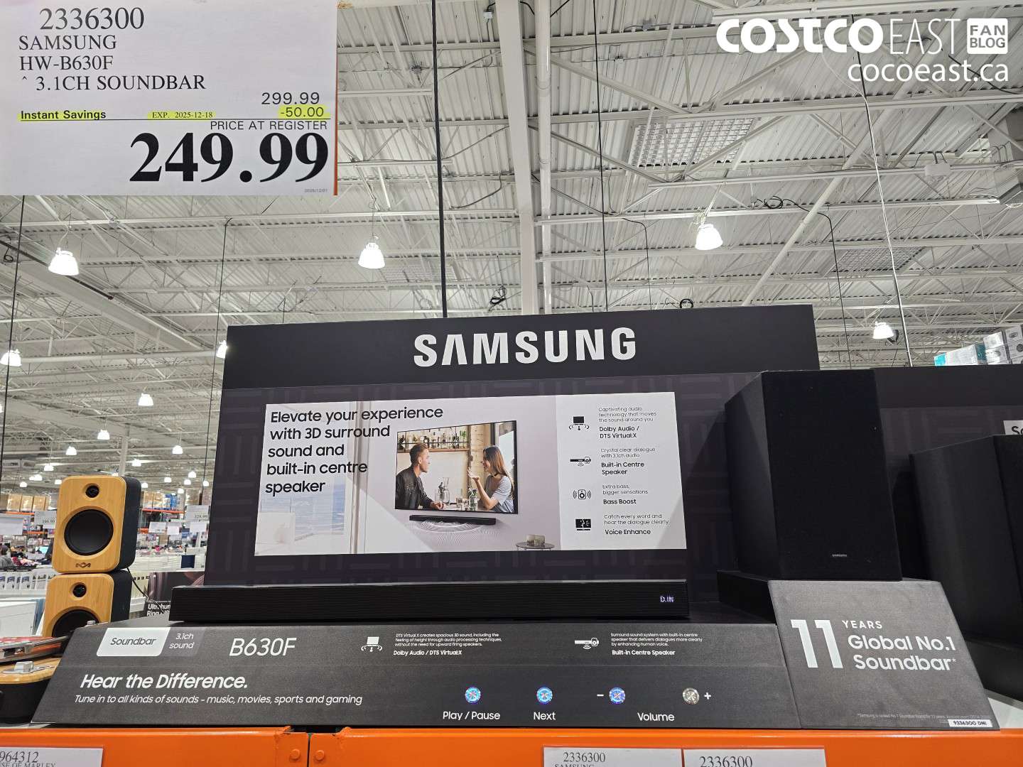 2336300 SAMSUNG HW-B630F 3.1CH SOUNDBAR ($50.00 INSTANT SAVINGS EXPIRES ON 2025-12-18) $249.99