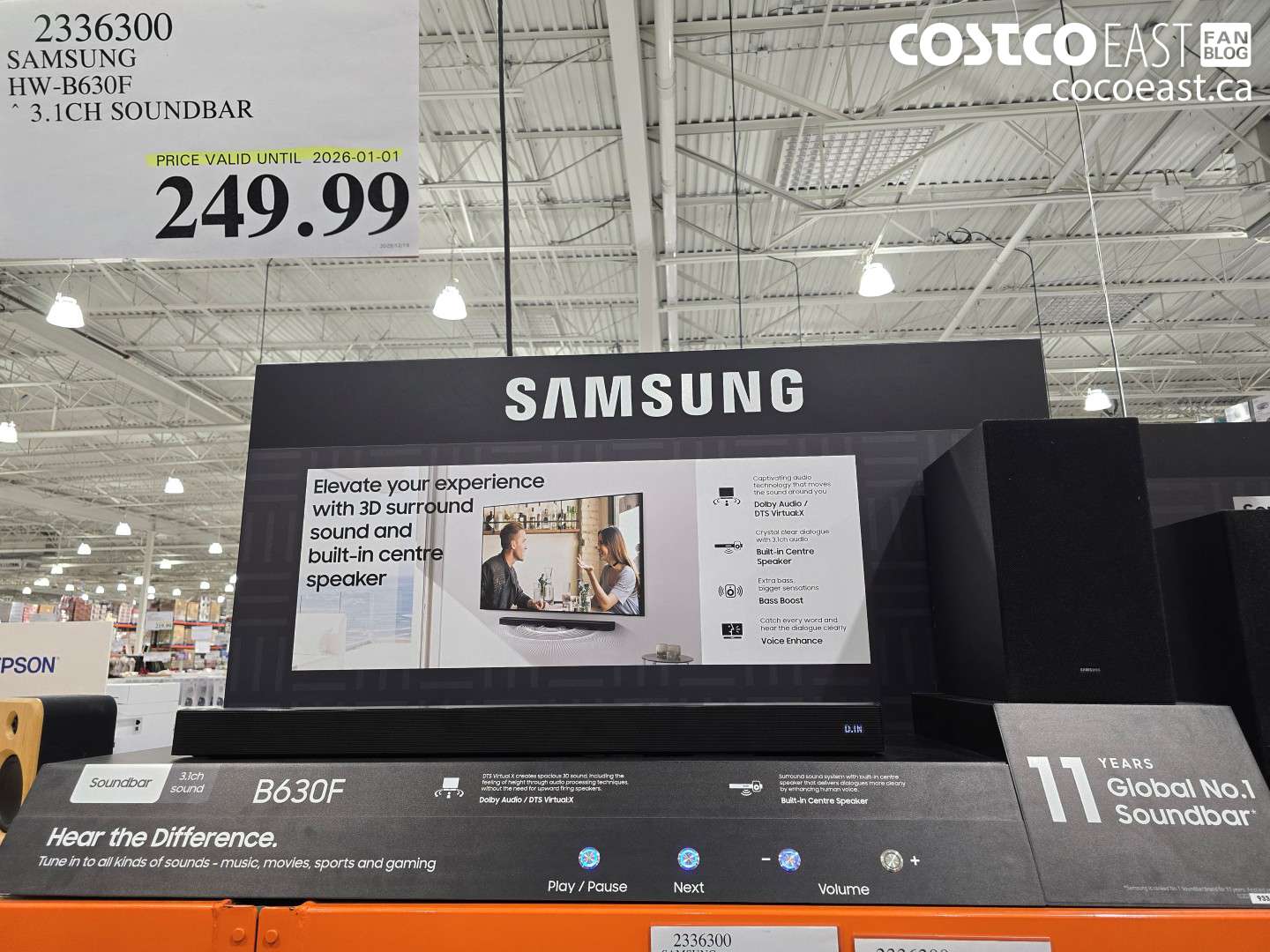 2336300 SAMSUNG HW-B630F 3.1CH SOUNDBAR $249.99