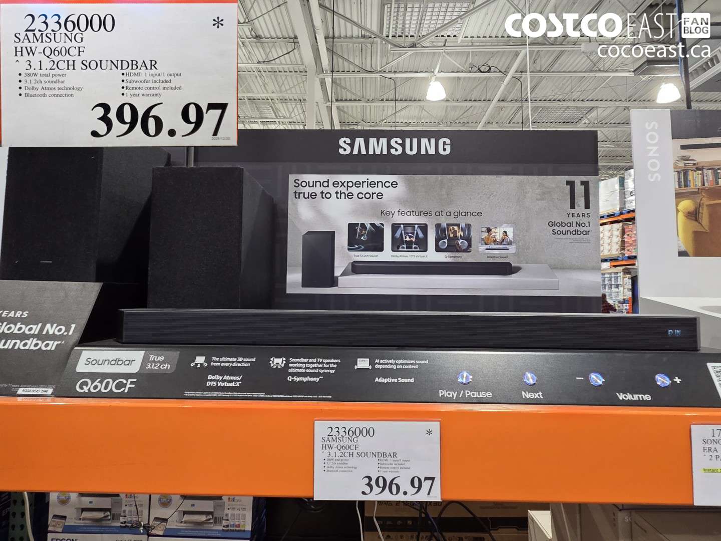 2336000 SAMSUNG HW-Q60CF ~ 3.1.2CH SOUNDBAR $396.97