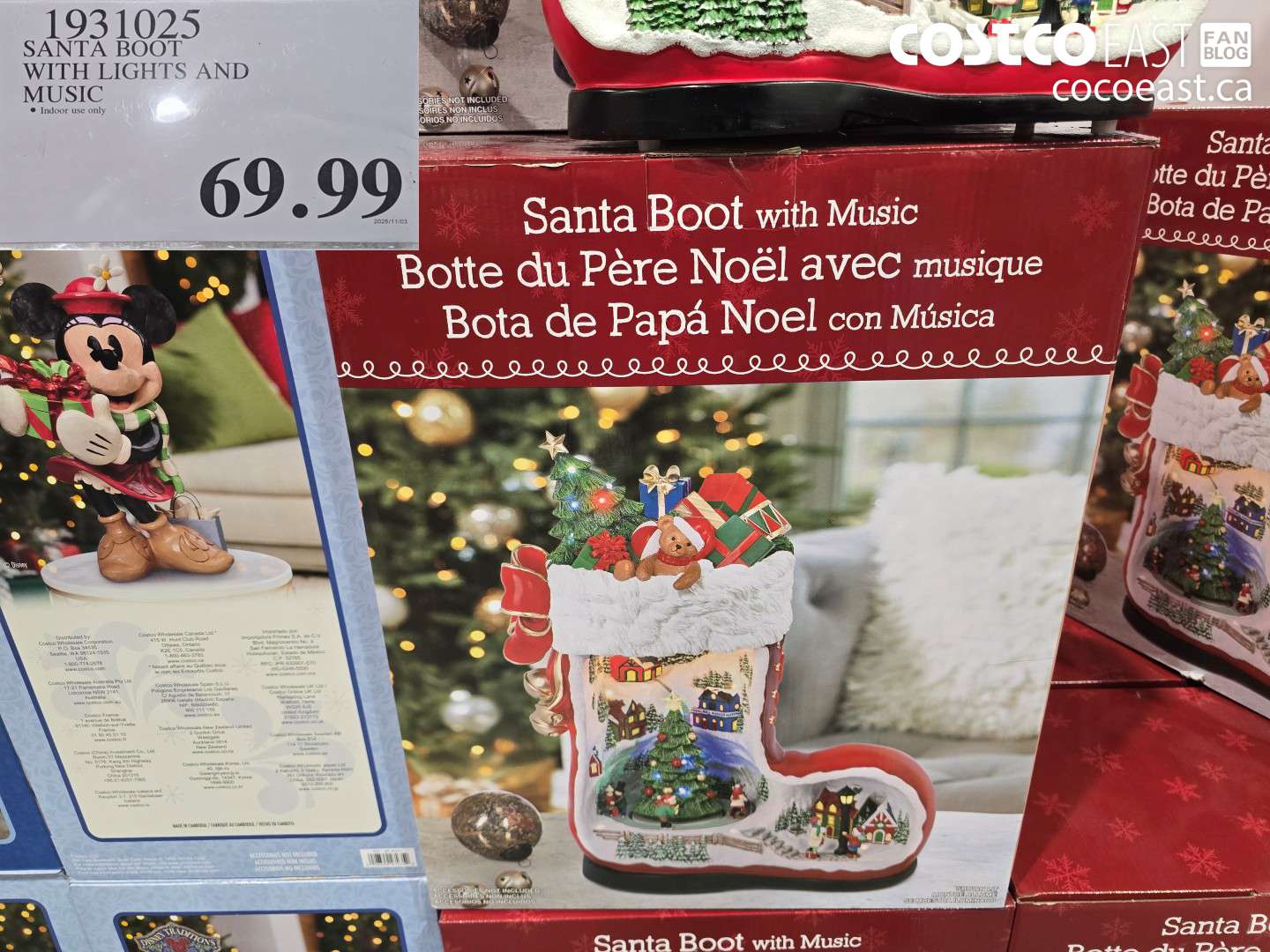 1931025 SANTA BOOT WITH LIGHTS AND MUSIC $69.99