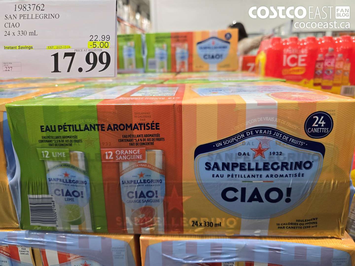 1983762 SAN PELLEGRINO CIAO 24 x 330 mL ($5.00 INSTANT SAVINGS EXPIRES ON 2025-12-14) $17.99
