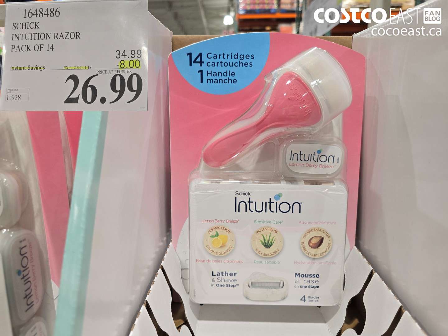 1648486 SCHICK INTUITION RAZOR PACK OF 14 ($8.00 INSTANT SAVINGS EXPIRES ON 2026-01-18) $26.99