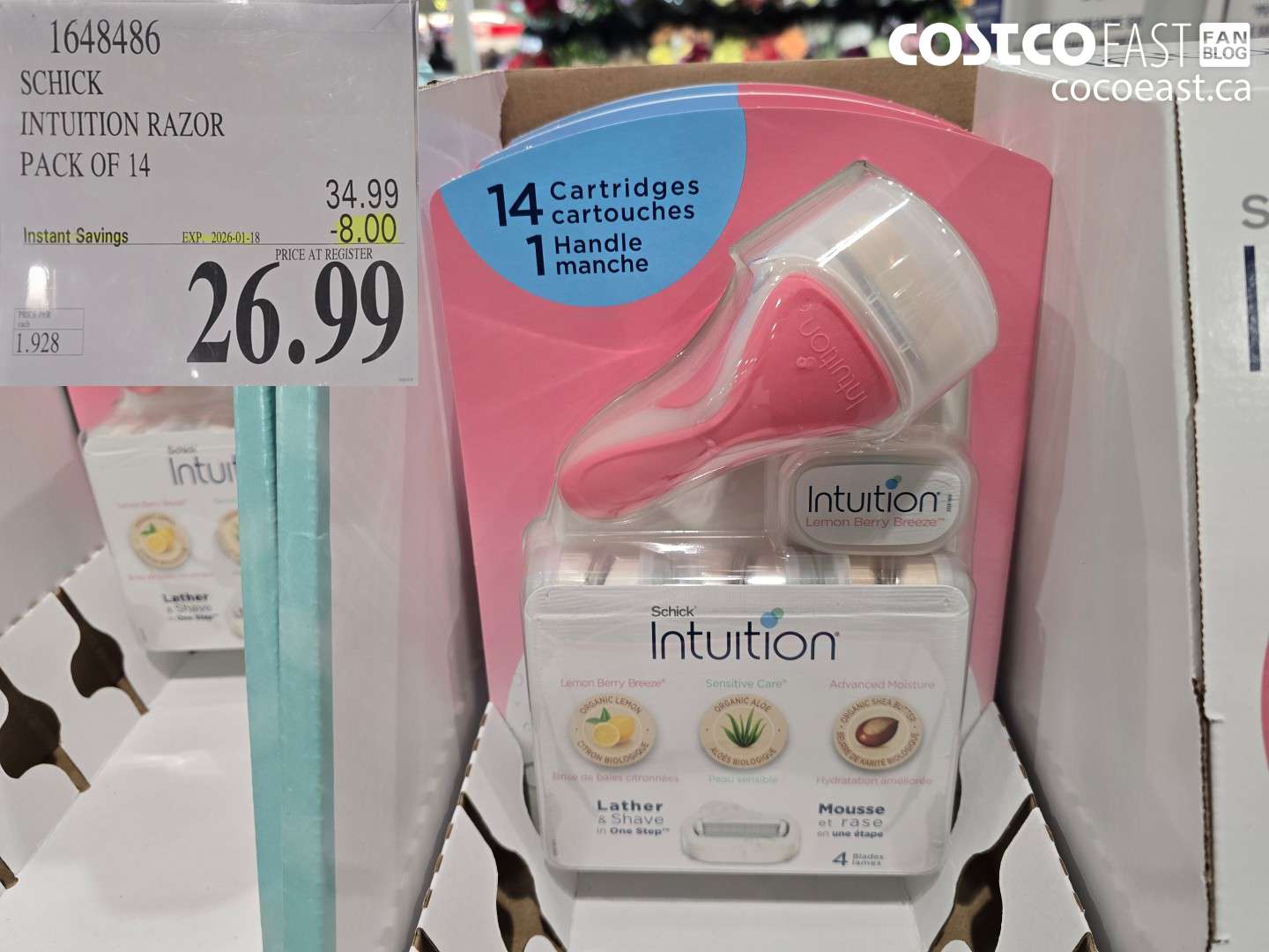 1648486 SCHICK INTUITION RAZOR PACK OF 14 ($8.00 INSTANT SAVINGS EXPIRES ON 2026-01-18) $26.99