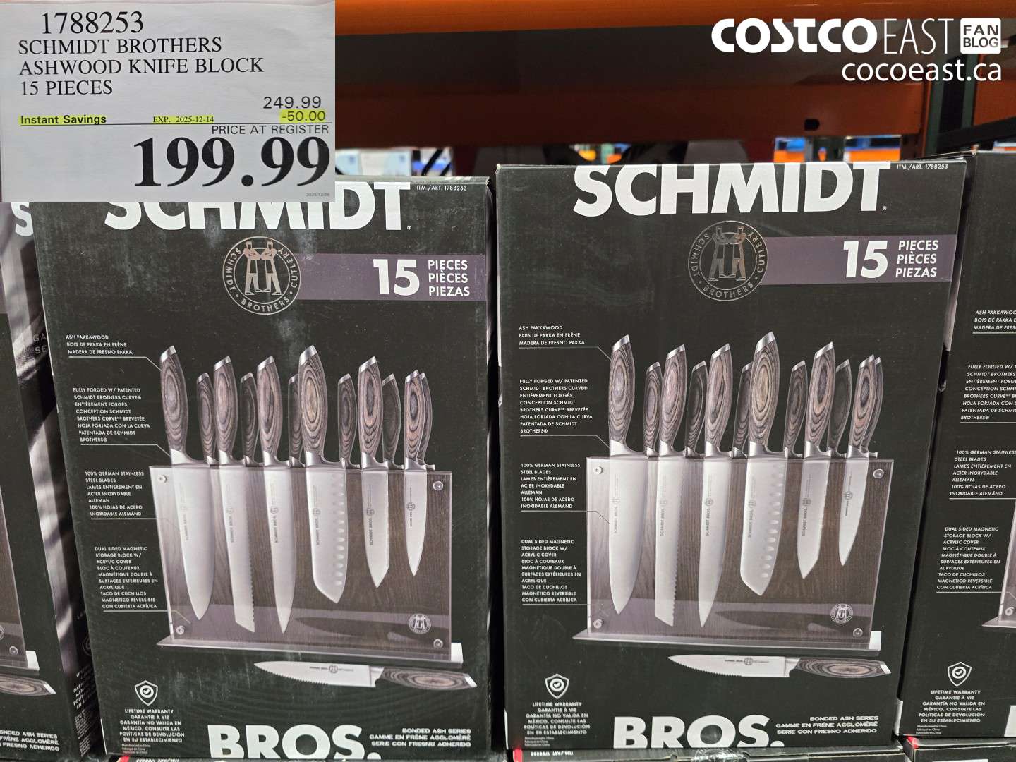 1788253 SCHMIDT BROTHERS ASHWOOD KINFE BLOCK 15 PC ($50.00 INSTANT SAVINGS EXPIRES ON 2025-12-14) $199.99