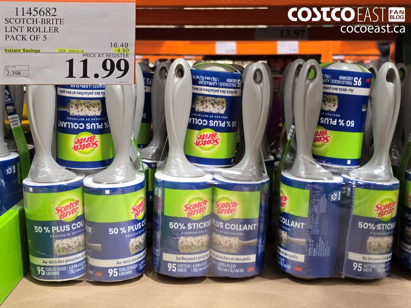 1145682 SCOTCH-BRITE LINT ROLLER PACK OF 5 ($4.50 INSTANT SAVINGS EXPIRES ON 2026-01-18) $11.99