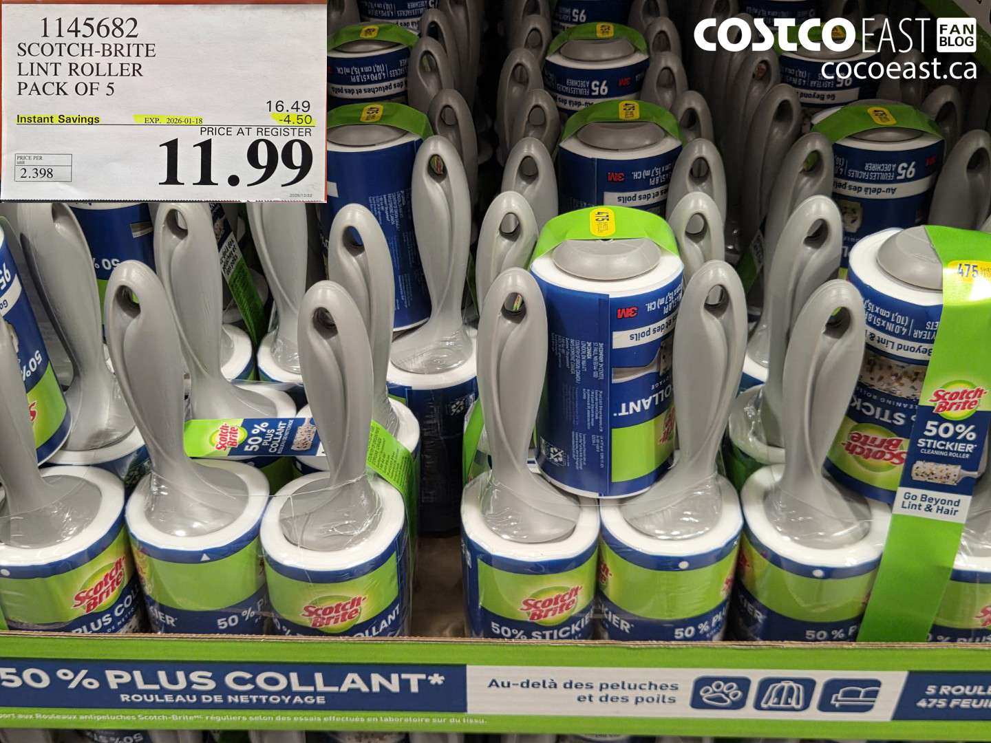 1145682 SCOTCH-BRITE LINT ROLLER PACK OF 5 ($4.50 INSTANT SAVINGS EXPIRES ON 2026-01-18) $11.99