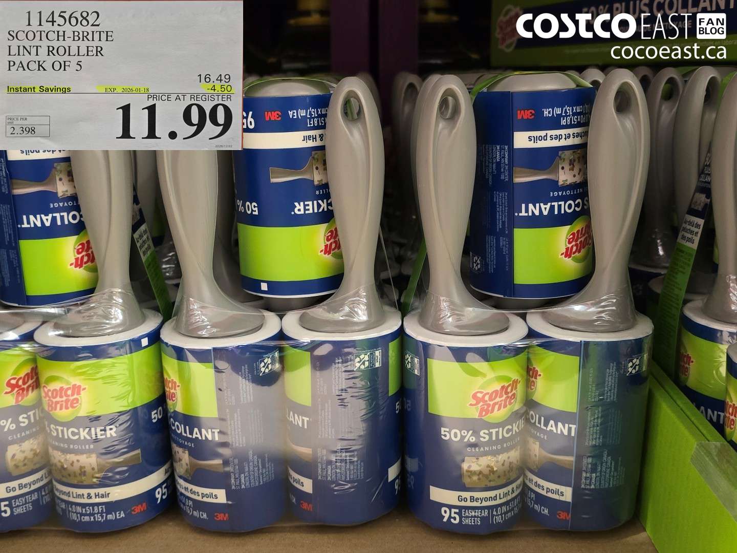 1145682 SCOTCH-BRITE LINT ROLLER PACK OF 5 ($4.50 INSTANT SAVINGS EXPIRES ON 2026-01-18) $11.99