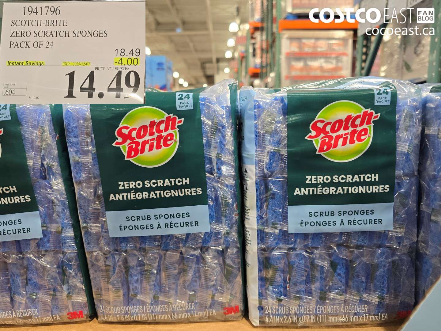 1941796 SCOTCH-BRITE ZERO SCRATCH SPONGES PACK OF 24 ($4.00 INSTANT SAVINGS EXPIRES ON 2025-12-07) $14.49