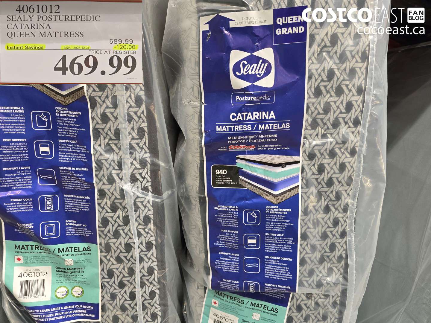 4061012 SEALY POSTUREPEDIC CATARINA QUEEN MATTRESS ($120.00 INSTANT SAVINGS EXPIRES ON 2025-12-21) $469.99