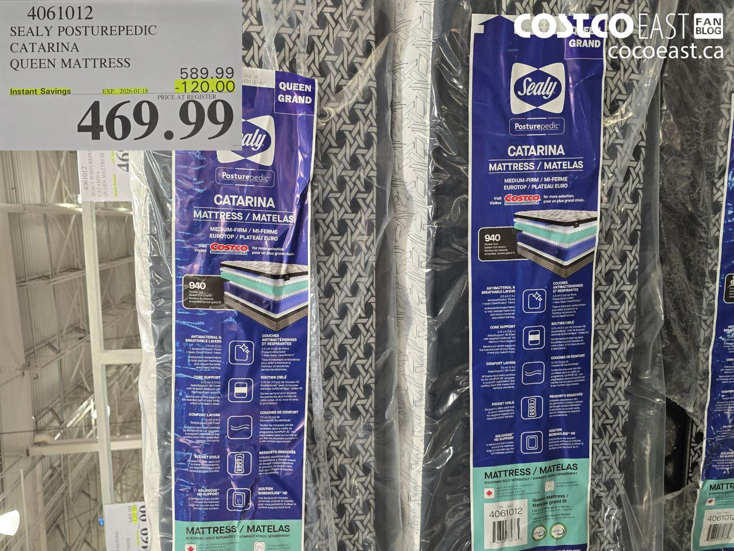 4061012 SEALY POSTUREPEDIC CATARINA QUEEN MATTRESS ($120.00 INSTANT SAVINGS EXPIRES ON 2026-01-18) $469.99