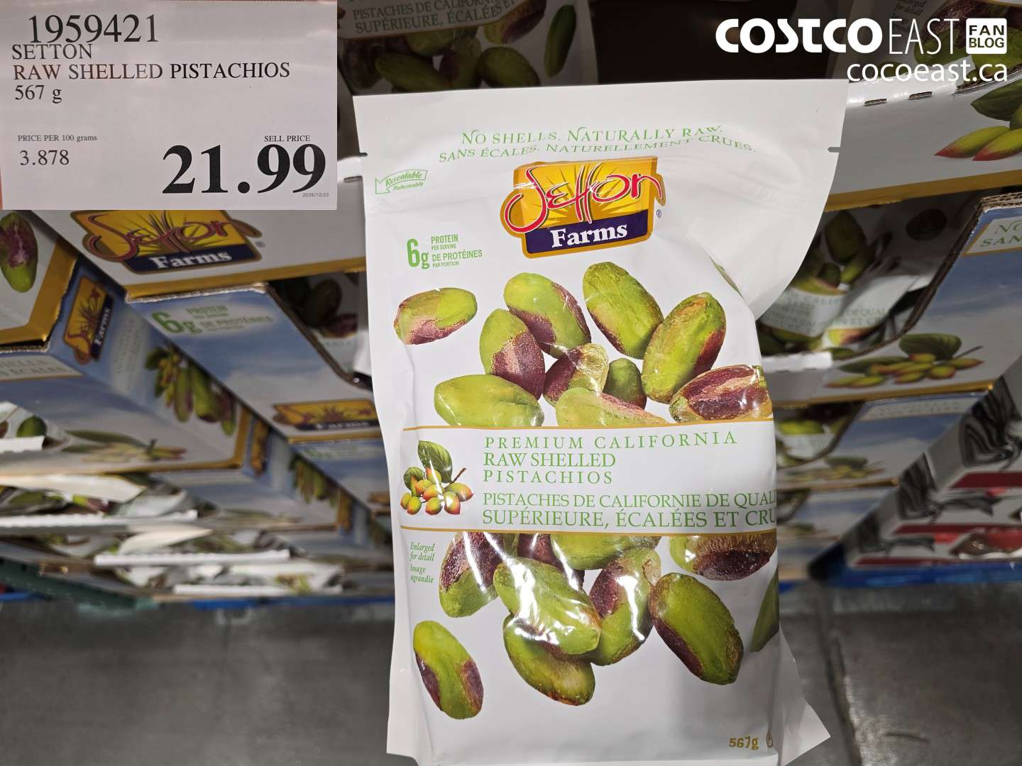 1959421 SETTON RAW SHELLED PISTACHIOS 567 G $21.99