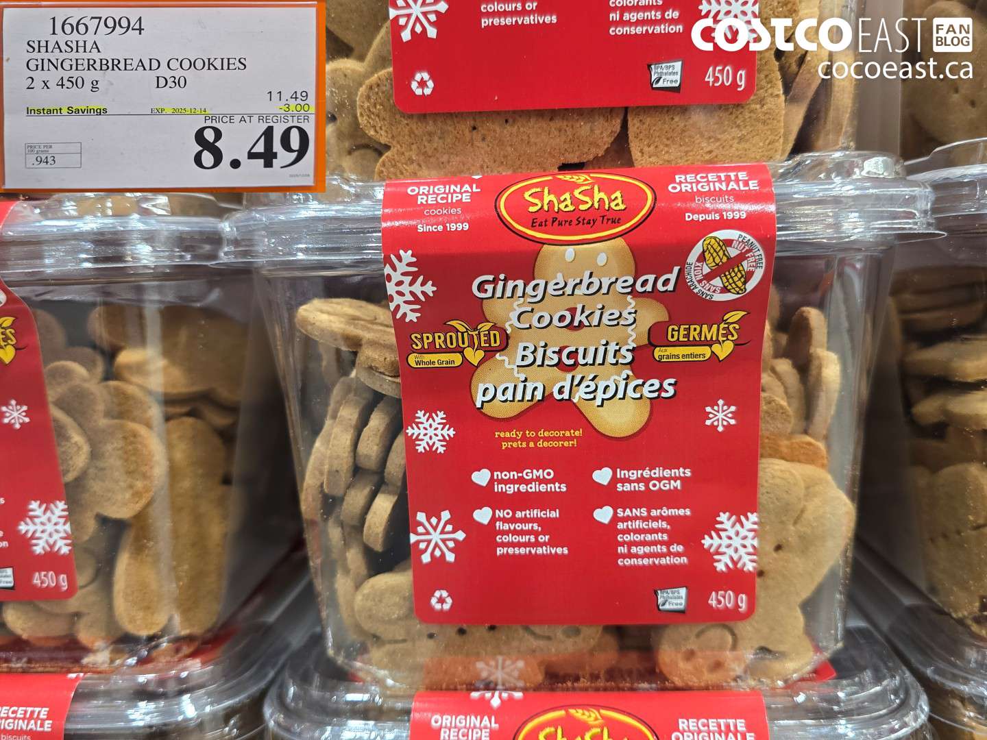 1667994 SHASHA GINGERBREAD COOKIES 2 x 450 G ($3.00 INSTANT SAVINGS EXPIRES ON 2025-12-14) $8.49