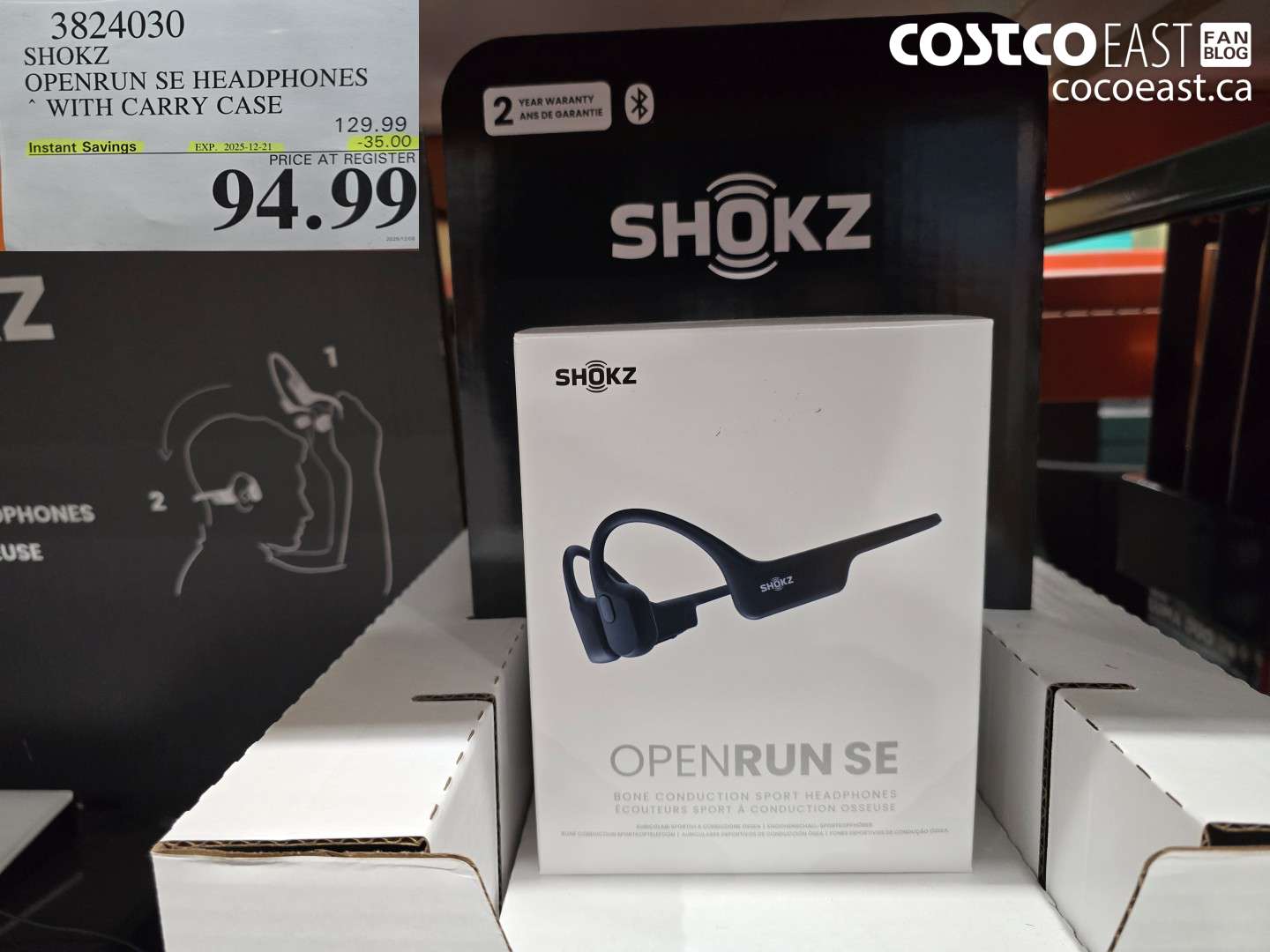 3824030 SHOKZ OPENRUN SE HEADPHONES WITH CARRY CASE ($35.00 INSTANT SAVINGS EXPIRES ON 2025-12-21) $94.99