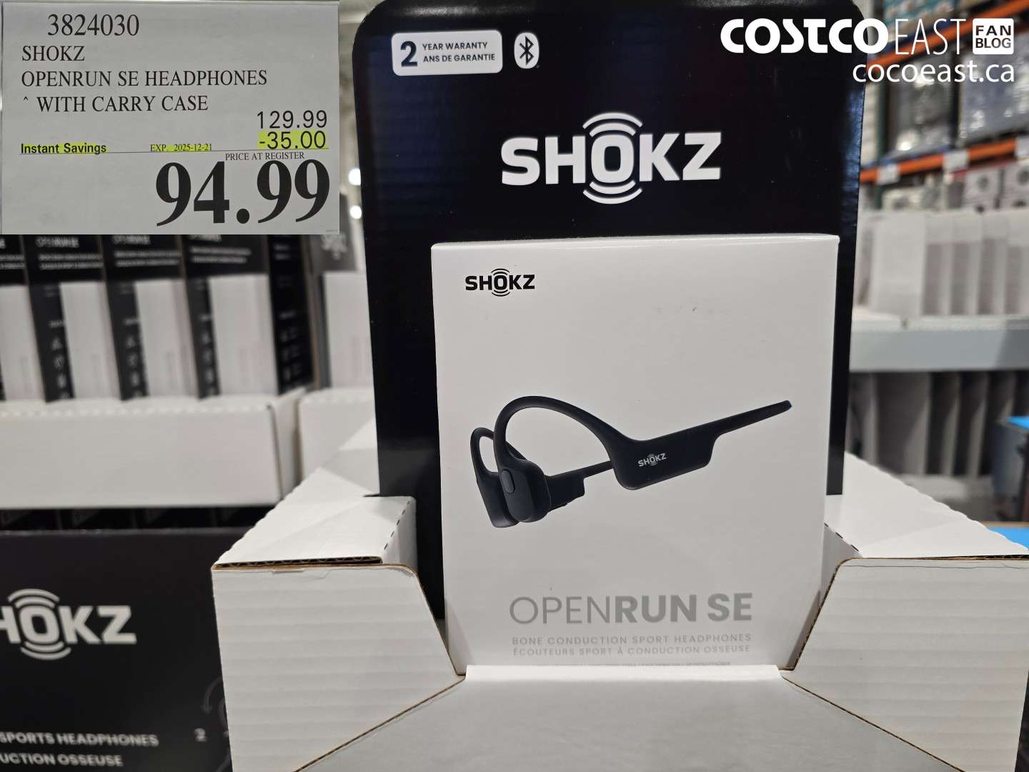 3824030 SHOKZ OPENRUN SE HEADPHONES WITH CARRY CASE ($35.00 INSTANT SAVINGS EXPIRES ON 2025-12-21) $94.99