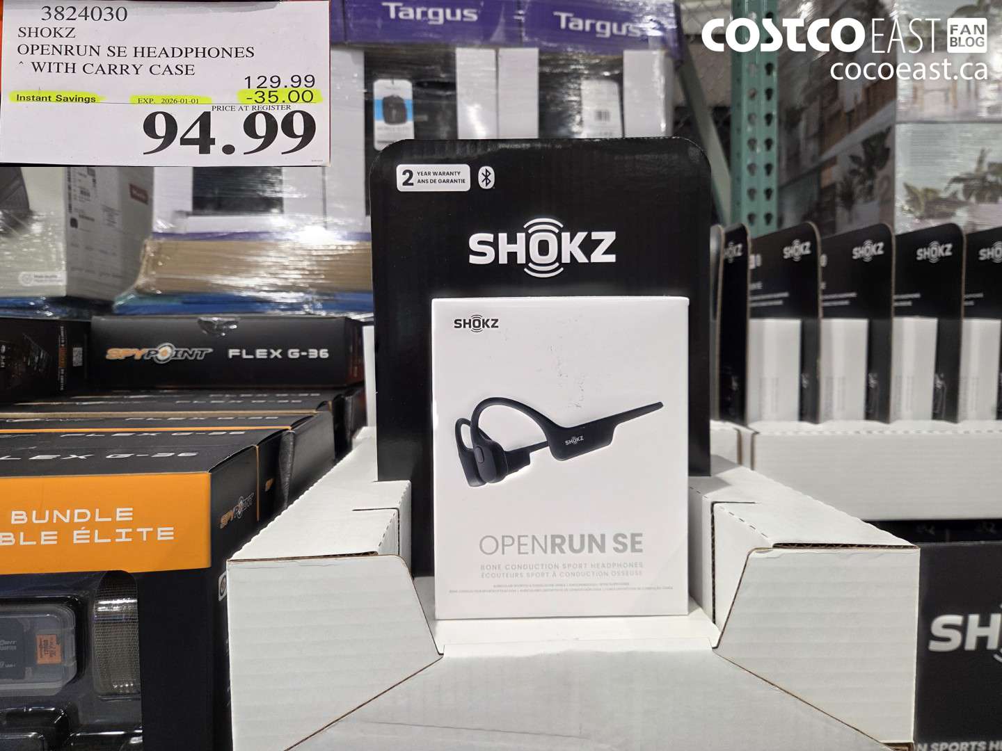 3824030 SHOKZ OPENRUN SE HEADPHONES WITH CARRY CASE ($35.00 INSTANT SAVINGS EXPIRES ON 2026-01-01) $94.99