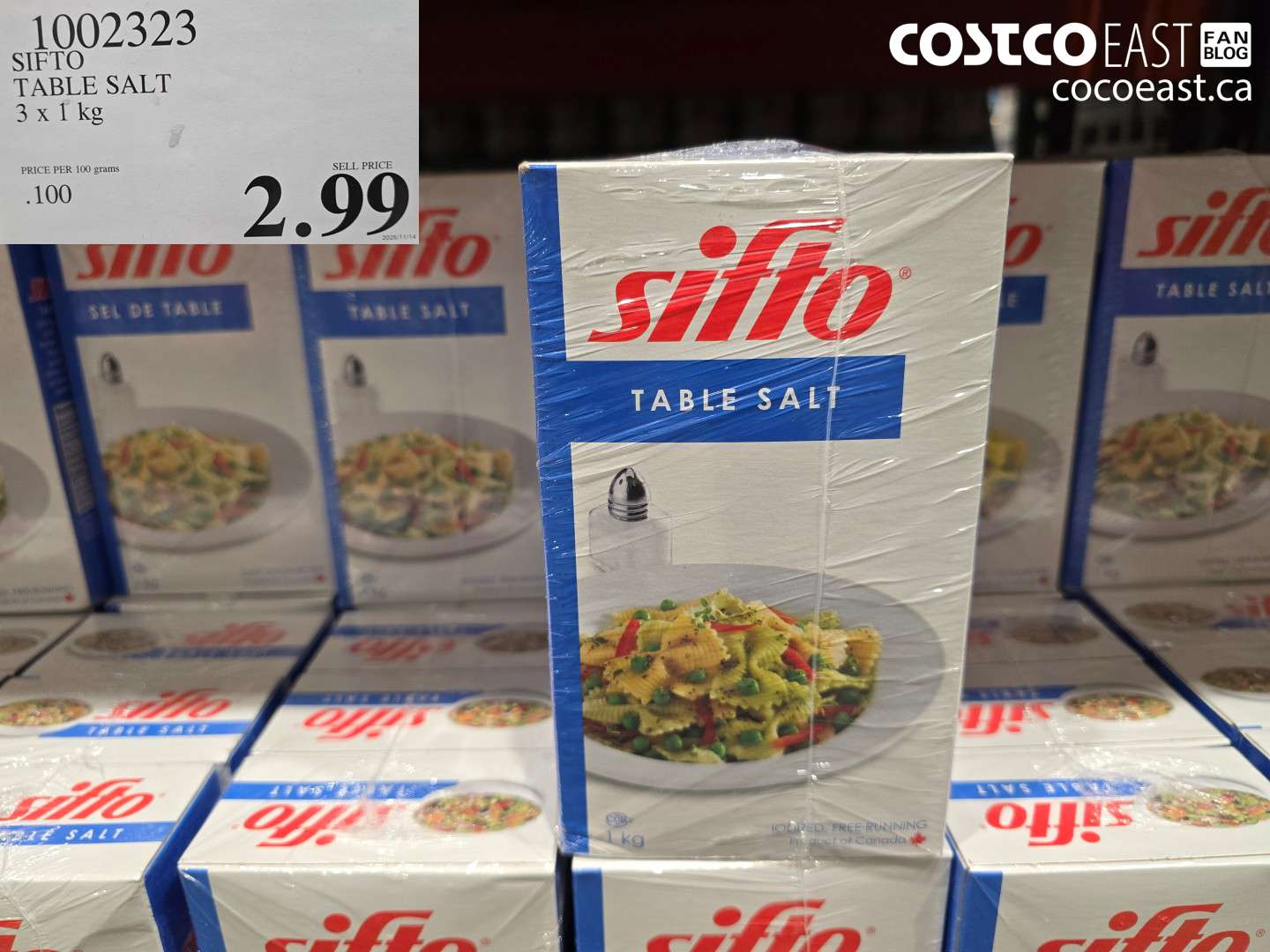 1002323 SIFTO TABLE SALT 3 x 1kg $2.99