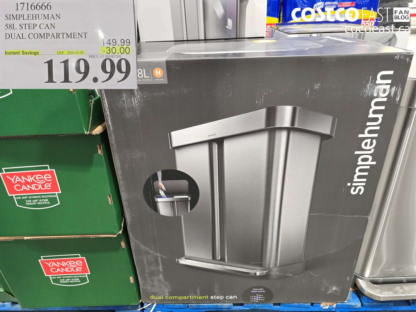 1716666 SIMPLEHUMAN 58L STEP CAN DUAL COMPARTMENT ($30.00 INSTANT SAVINGS EXPIRES ON 2026-01-09) $119.99