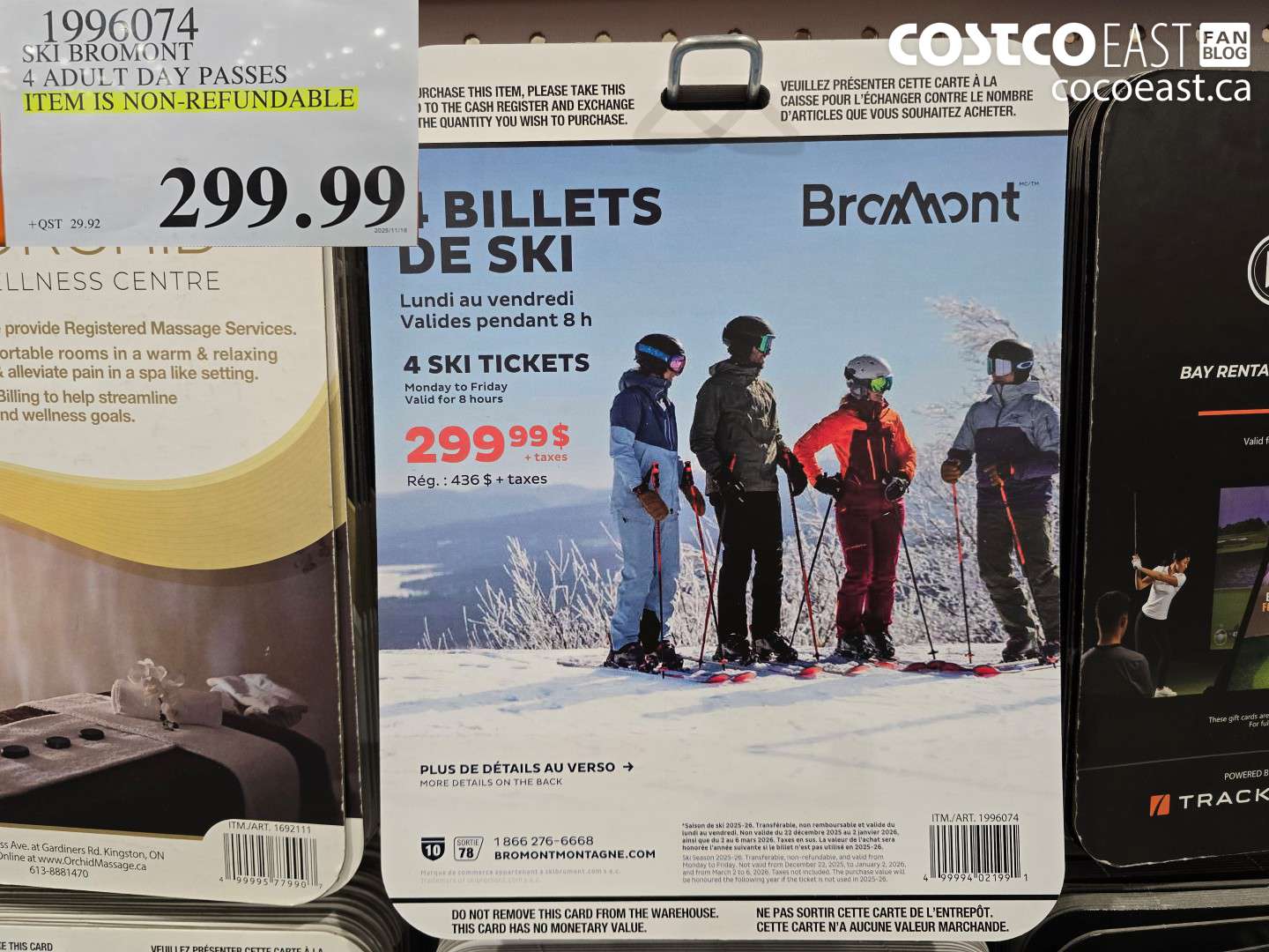 1996074 SKI BROMONT 4 ADULT DAY PASSES ITEM IS NON-REFUNDABLE $299.99