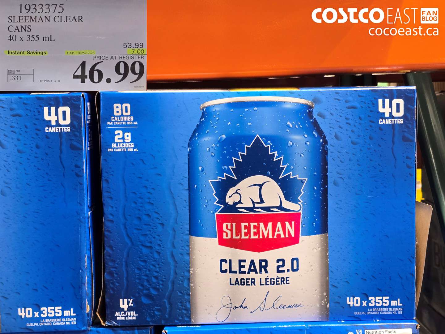 1933375 SLEEMAN CLEAR CANS 40 x 355 mL ($7.00 INSTANT SAVINGS EXPIRES ON 2025-12-28) $46.99