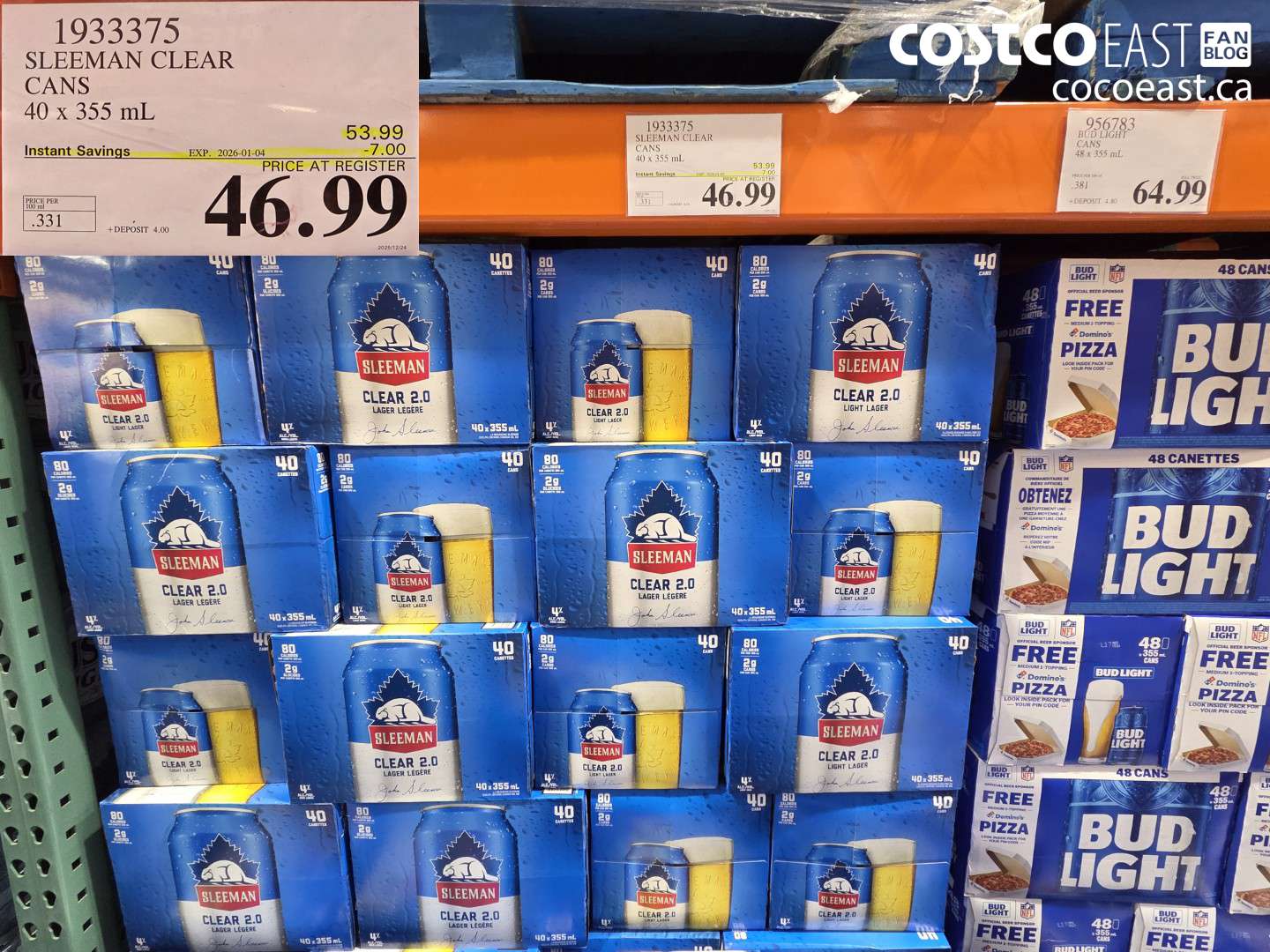 1933375 SLEEMAN CLEAR CANS 40 x 355 mL ($7.00 INSTANT SAVINGS EXPIRES ON 2025-12-28) $46.99