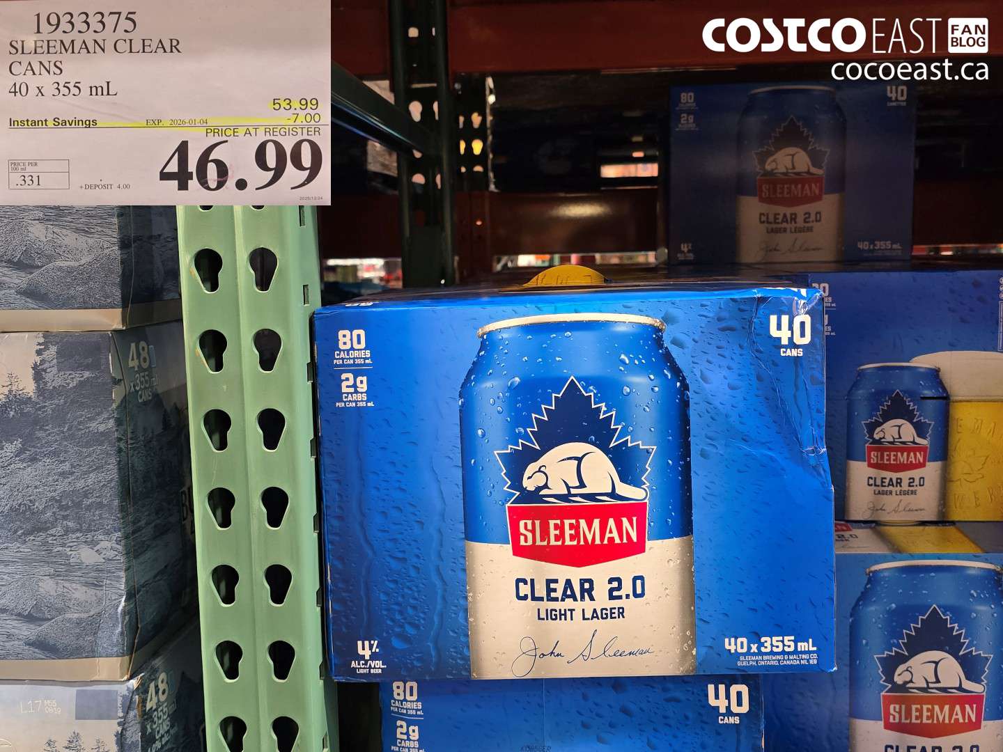 1933375 SLEEMAN CLEAR CANS 40 x 355 mL ($7.00 INSTANT SAVINGS EXPIRES ON 2026-01-04) $46.99