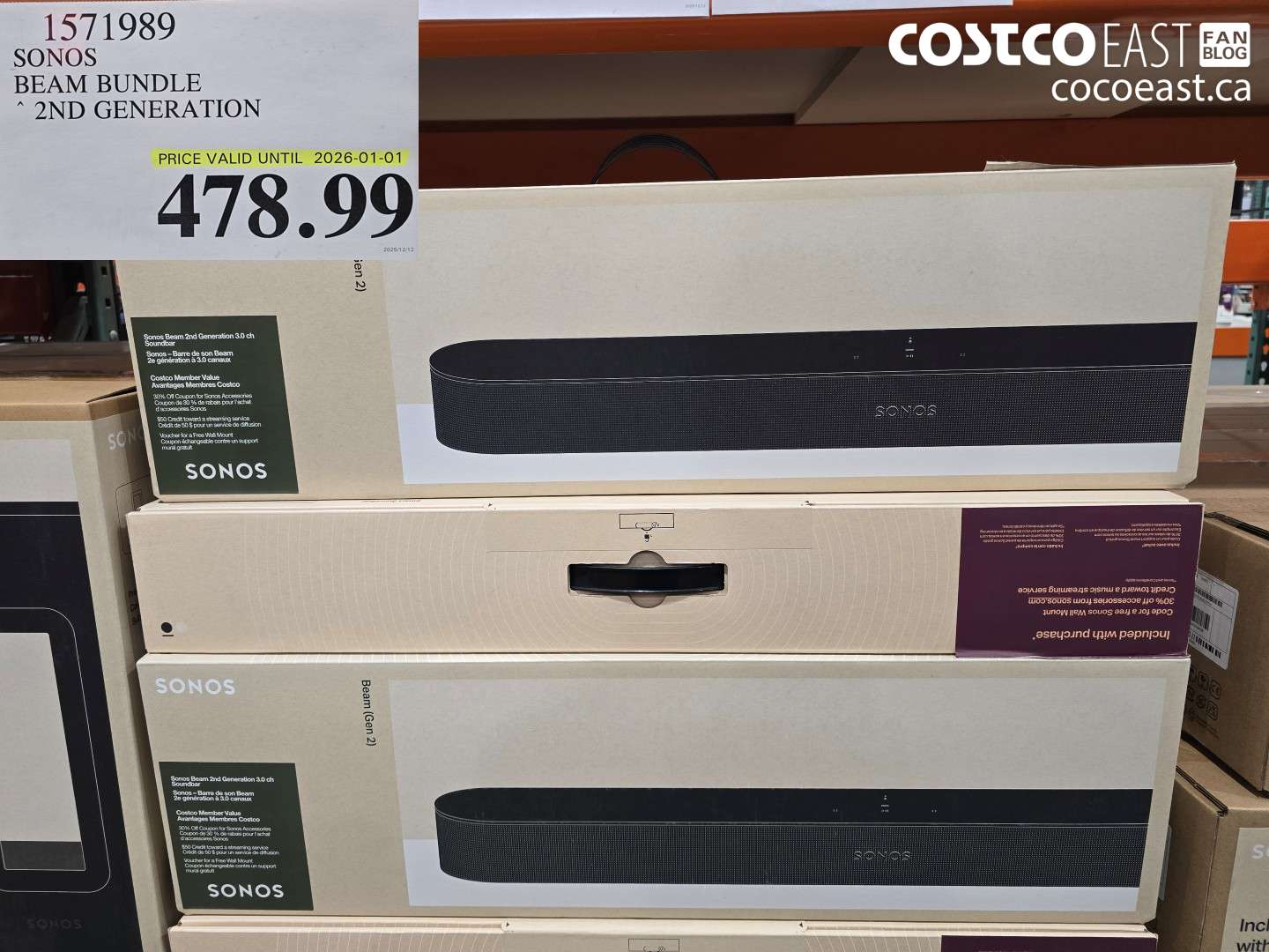 1571989 SONOS BEAM BUNDLE 2ND GENERATION $478.99