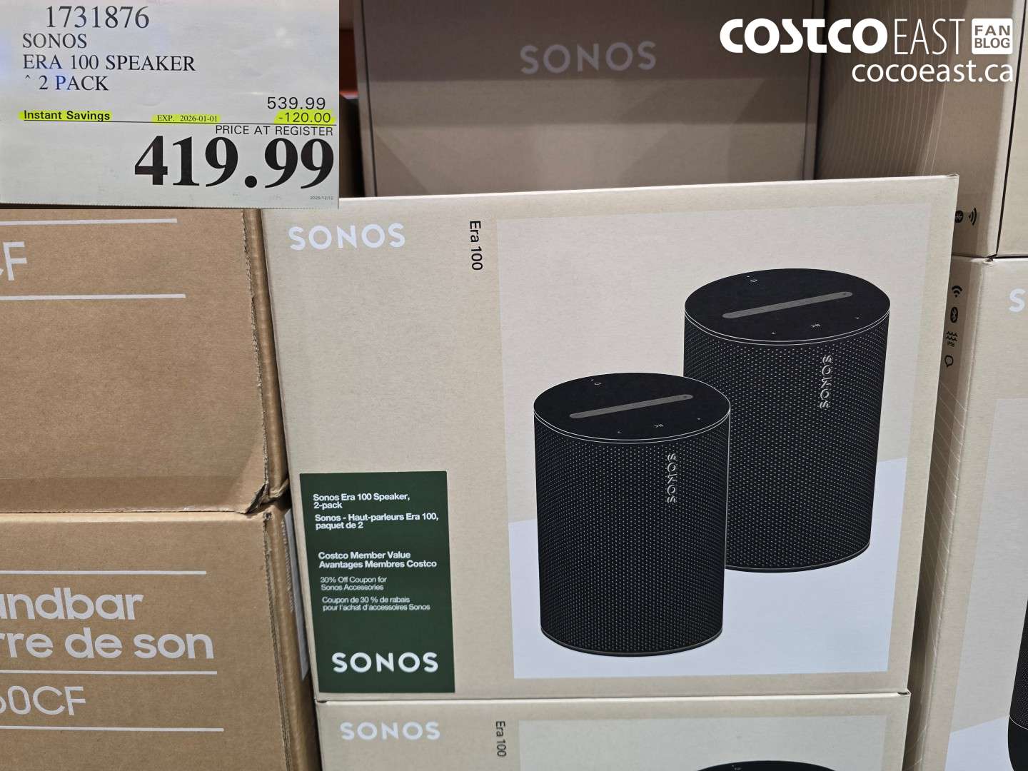 1731876 SONOS ERA 100 SPEAKER 2 PACK ($120.00 INSTANT SAVINGS EXPIRES ON 2026-01-01) $419.99